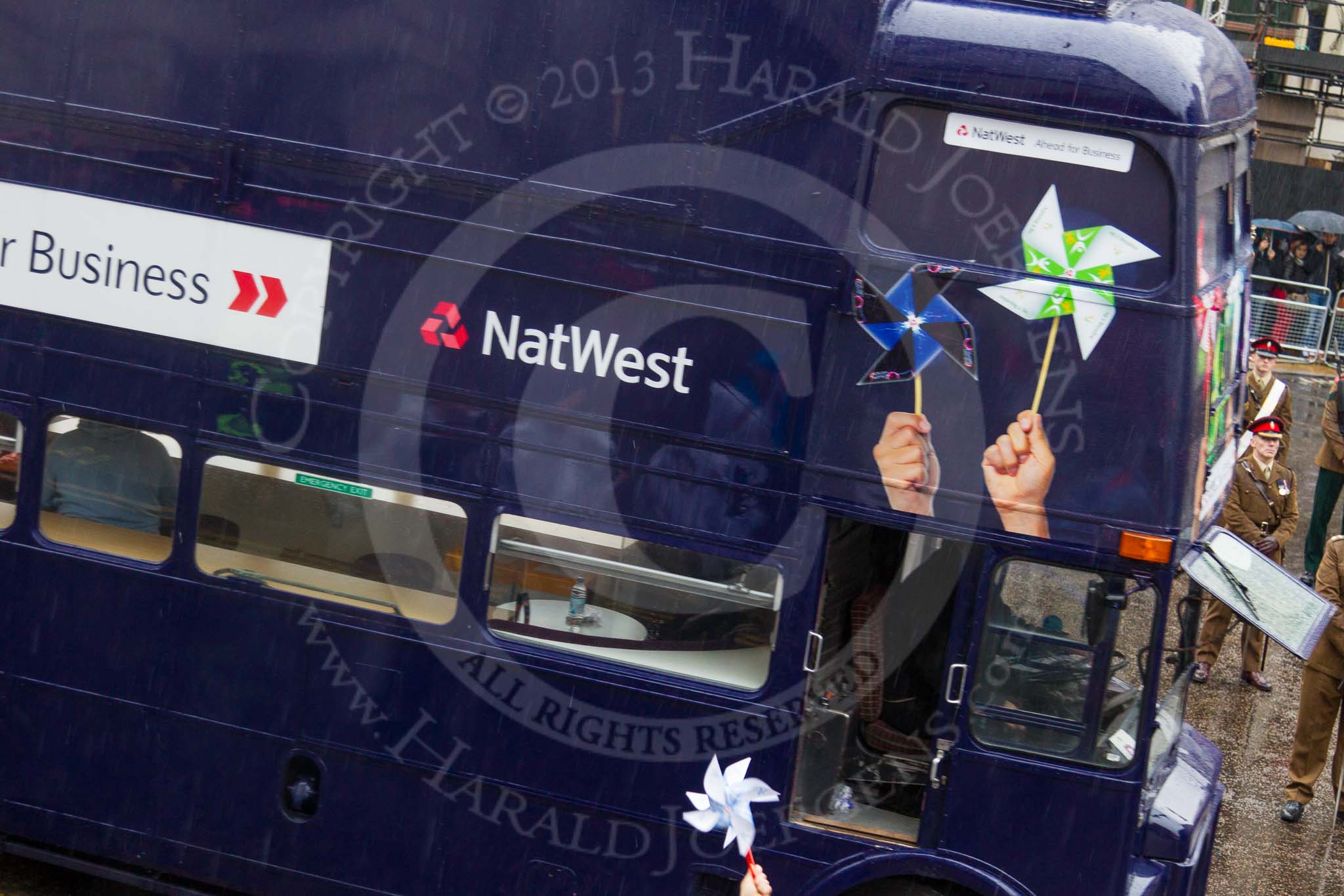 Photo 1311091102081D40505HaraldJoergens Lord Mayor's Show 2013: 5-Nat West promoting 'Inspiring Enterprice' programme that ecnourages more people, in more community , to explore enterprise..
Press stand opposite Mansion House, City of London,
London,
Greater London,
United Kingdom,
on 09 November 2013 at 11:02, image #165