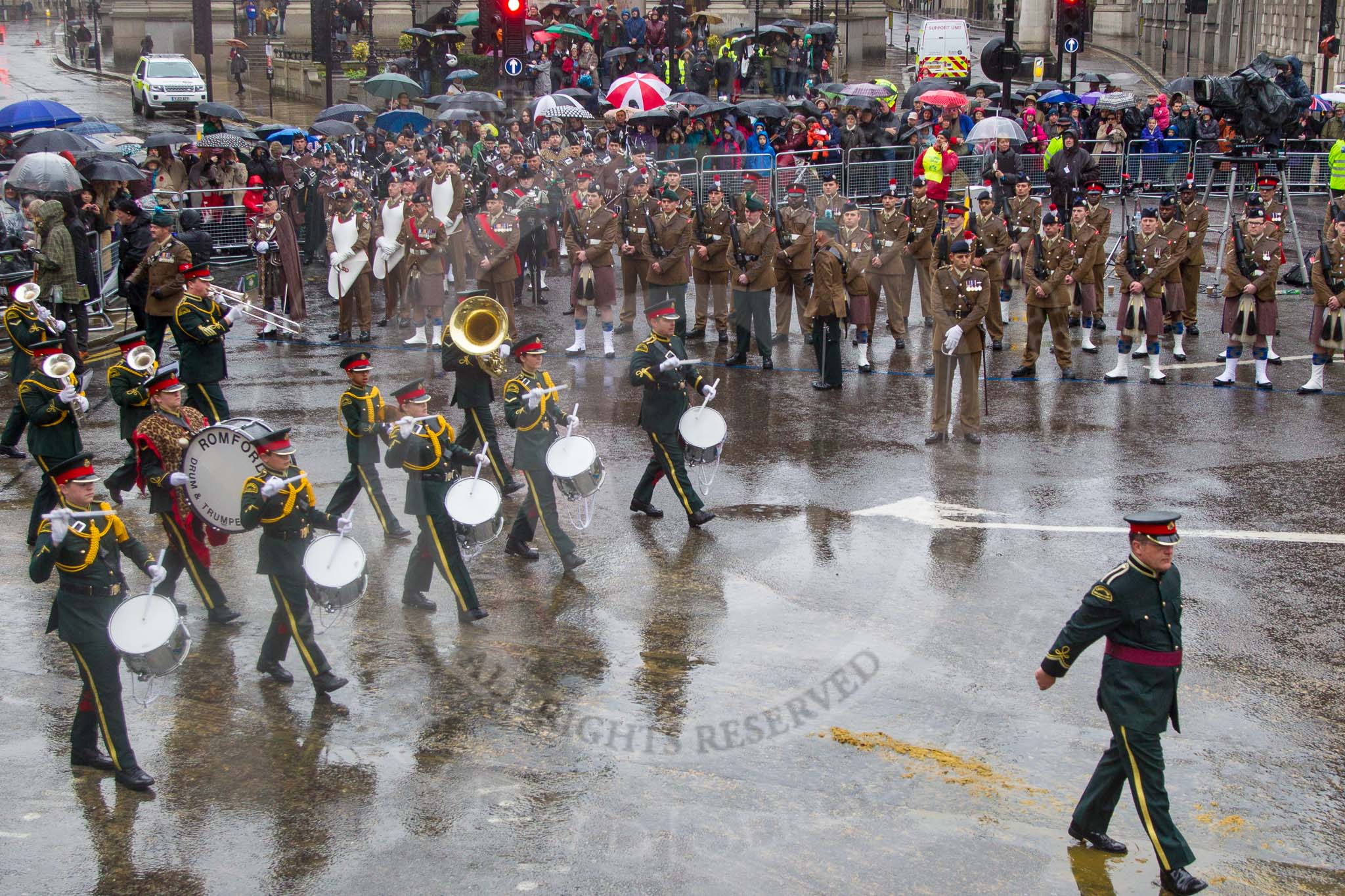 Lord Mayor's Show 2013: 8-Romford Drum & Trumpet Corps has been performing in the Lord Mayor's Show since 1974..
Press stand opposite Mansion House, City of London,
London,
Greater London,
United Kingdom,
on 09 November 2013 at 11:03, image #201