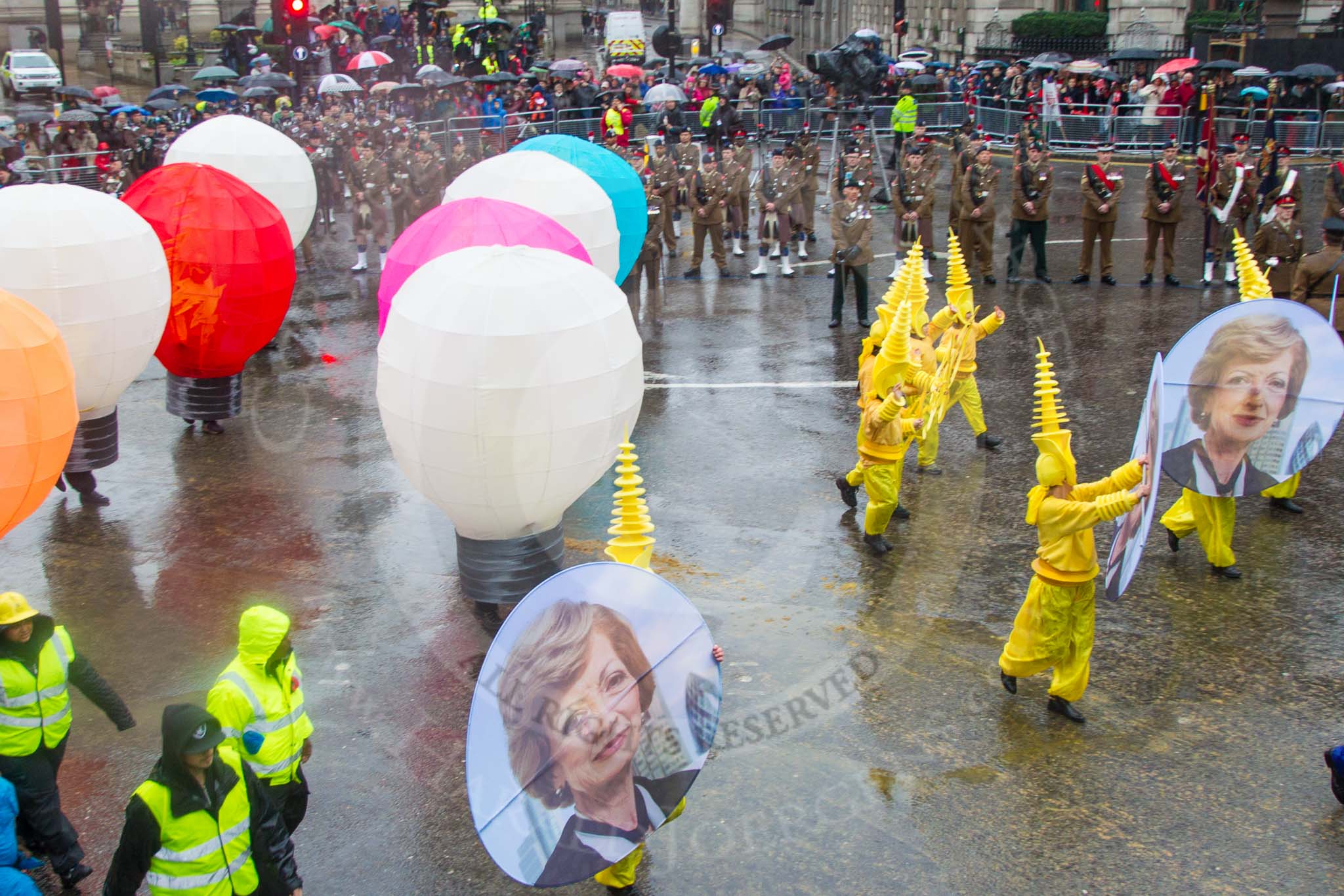 Lord Mayor's Show 2013: Group 9 - the City of London Solicitor's Company, representing 15,000 City solicitors, and the Mother Company of the new Lord Mayor, Fiona Woolf..
Press stand opposite Mansion House, City of London,
London,
Greater London,
United Kingdom,
on 09 November 2013 at 11:04, image #214