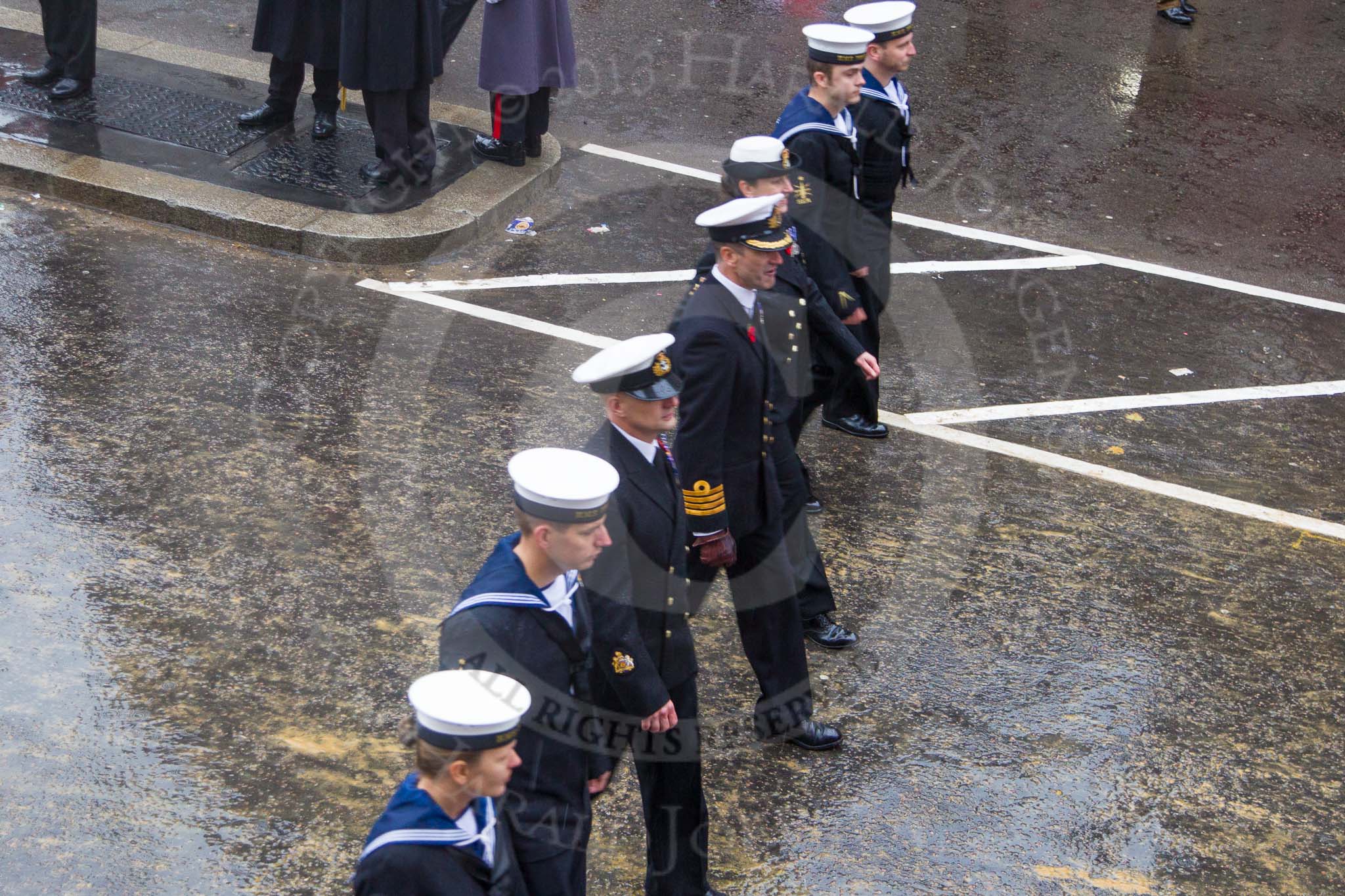 Photo 1311091105171D40728HaraldJoergens Lord Mayor's Show 2013: 11-Worshipful Company of Wax Chandlers- orginally based on the beeswax trade, with representatives from HMS Protector, The Royal Navy's Ice patrol Ship..
Press stand opposite Mansion House, City of London,
London,
Greater London,
United Kingdom,
on 09 November 2013 at 11:05, image #241
