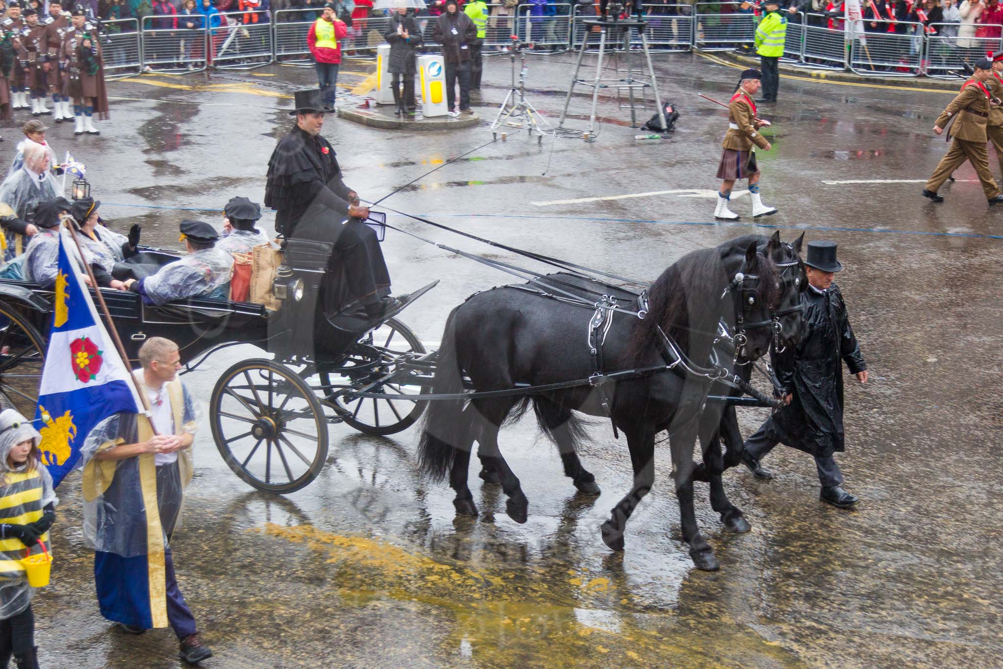 Lord Mayor's Show 2013: 11-Worshipful Company of Wax Chandlers- orginally based on the beeswax trade with representatives from 5 Rifles and British wax industry..
Press stand opposite Mansion House, City of London,
London,
Greater London,
United Kingdom,
on 09 November 2013 at 11:05, image #243