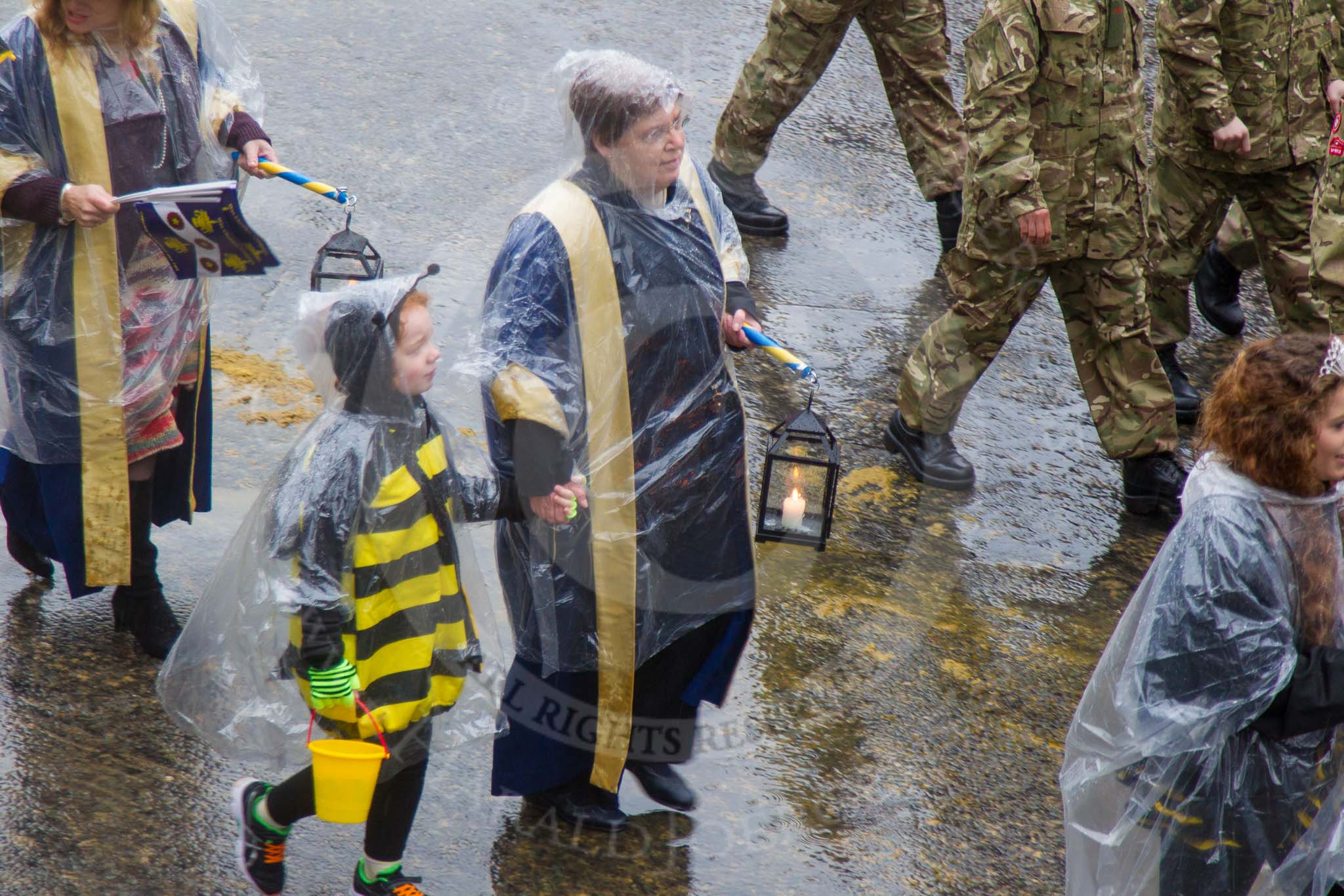 Lord Mayor's Show 2013: 11-Worshipful Company of Wax Chandlers- orginally based on the beeswax trade with representatives from 5 Rifles and British wax industry..
Press stand opposite Mansion House, City of London,
London,
Greater London,
United Kingdom,
on 09 November 2013 at 11:05, image #246