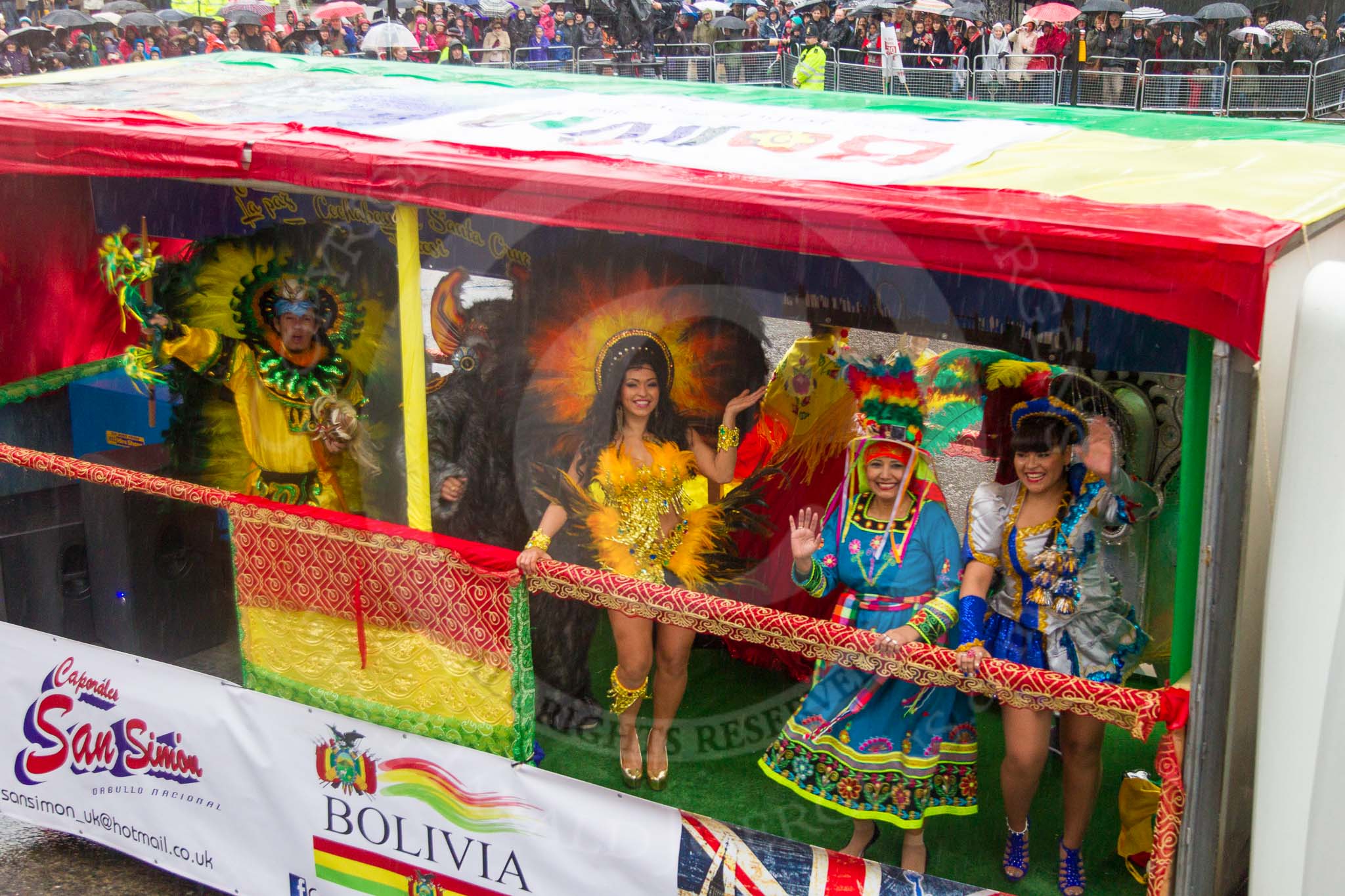 Lord Mayor's Show 2013: 20-Coporales San Simon Londres-community group that promotes Bolivian culture and folklore through performing traditional 'Caporales' dance..
Press stand opposite Mansion House, City of London,
London,
Greater London,
United Kingdom,
on 09 November 2013 at 11:09, image #311