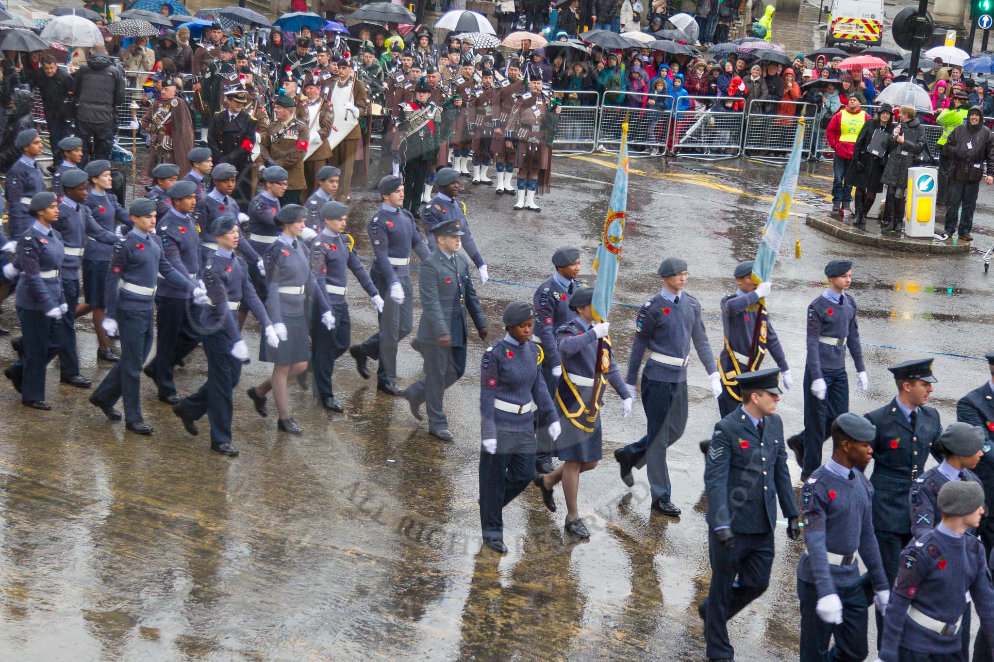 Lord Mayor's Show 2013: 23-Air Training Corps-national youth organisation with more than 40,000 members age between 13 and 20..
Press stand opposite Mansion House, City of London,
London,
Greater London,
United Kingdom,
on 09 November 2013 at 11:11, image #344