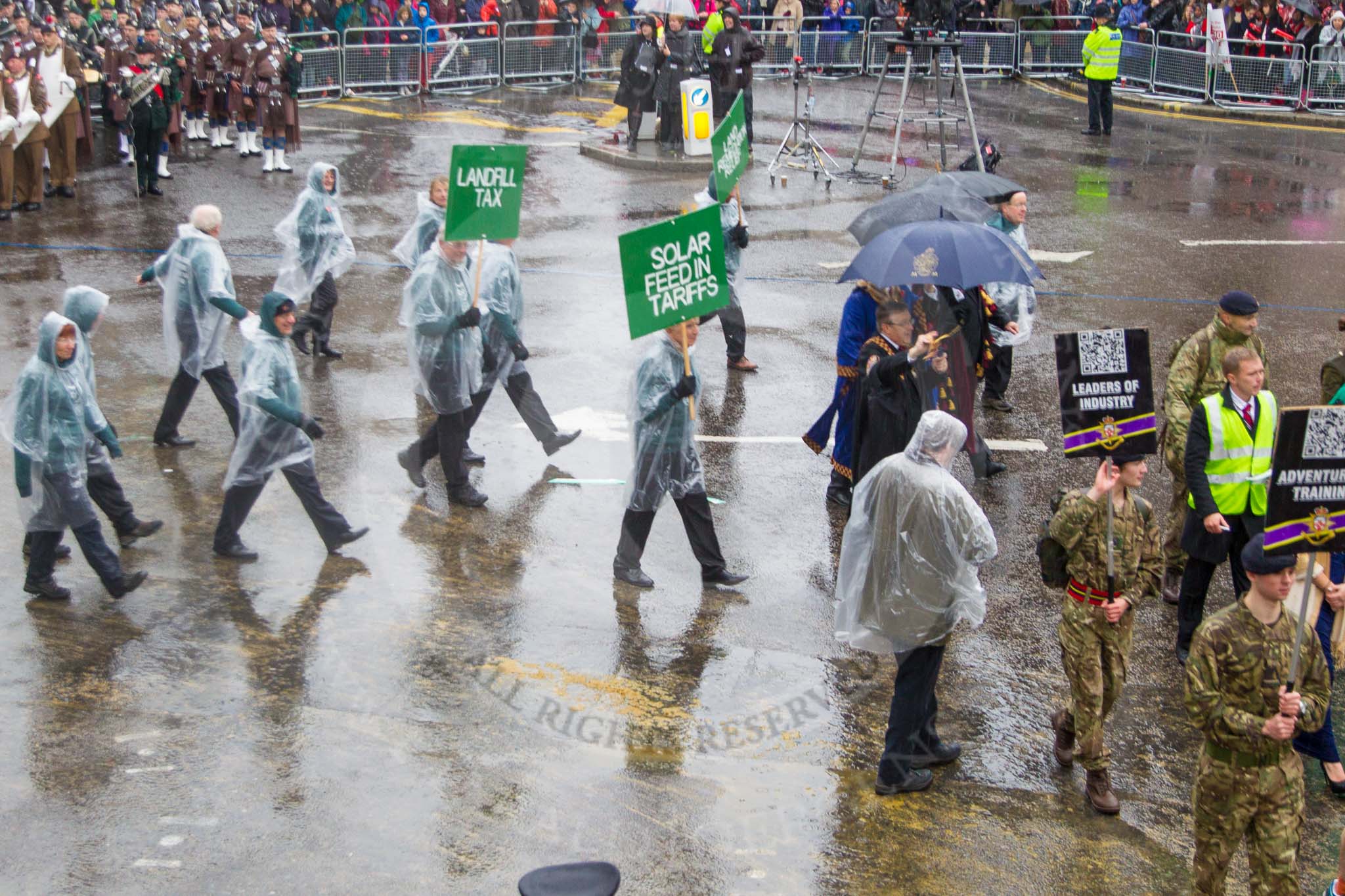 Lord Mayor's Show 2013: 26 - Worshipful Company of Tax Advisers, representing the positive contribution made to the environmeny by green taxes. With the Army Cadet Force (City of London and North-East Sector)..
Press stand opposite Mansion House, City of London,
London,
Greater London,
United Kingdom,
on 09 November 2013 at 11:13, image #368