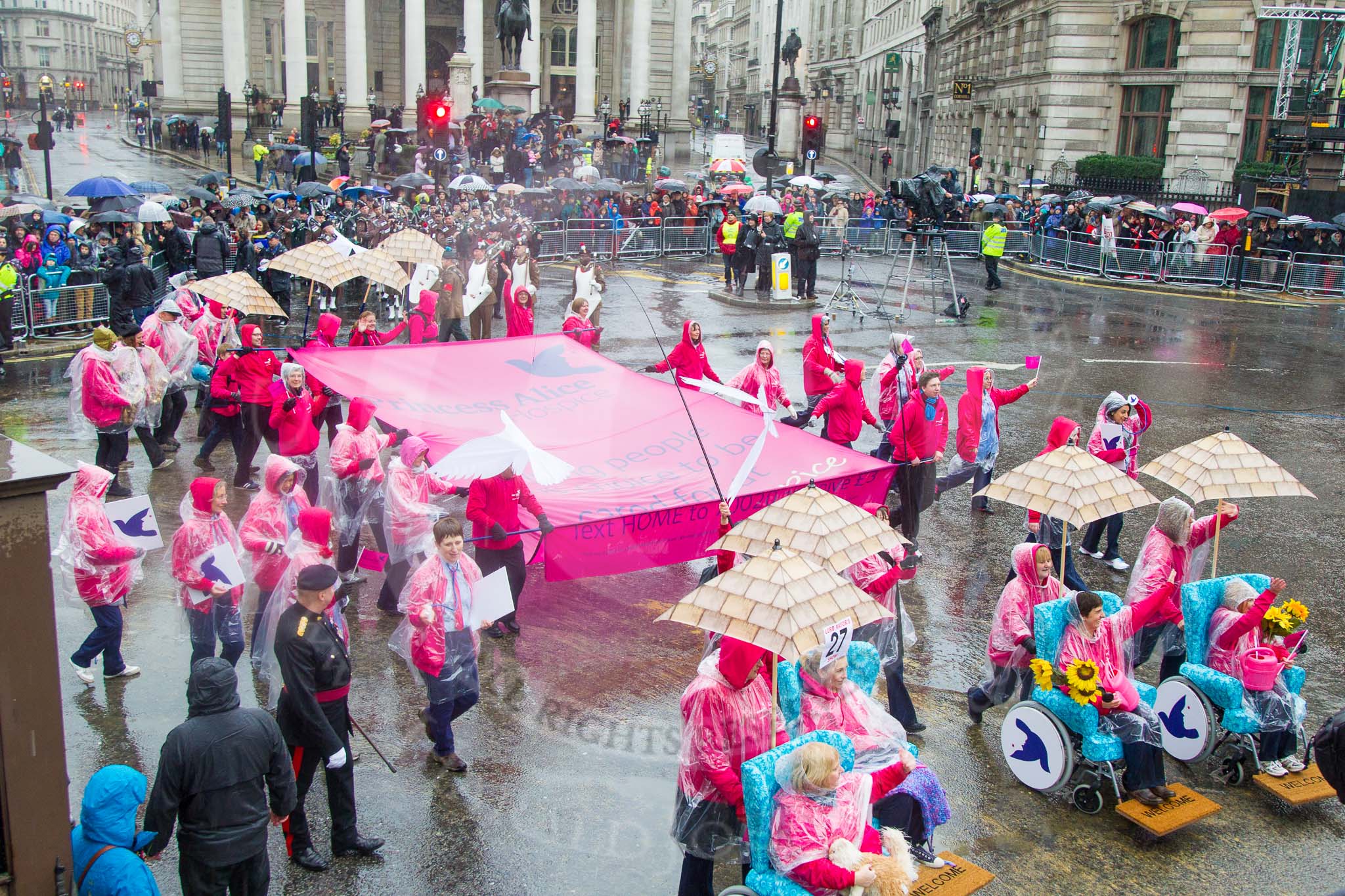 Lord Mayor's Show 2013: 27 - Princess Alice Hospice (PAH)-believes in philospohy of care based on treating people as individuals with dignity and respect..
Press stand opposite Mansion House, City of London,
London,
Greater London,
United Kingdom,
on 09 November 2013 at 11:13, image #377
