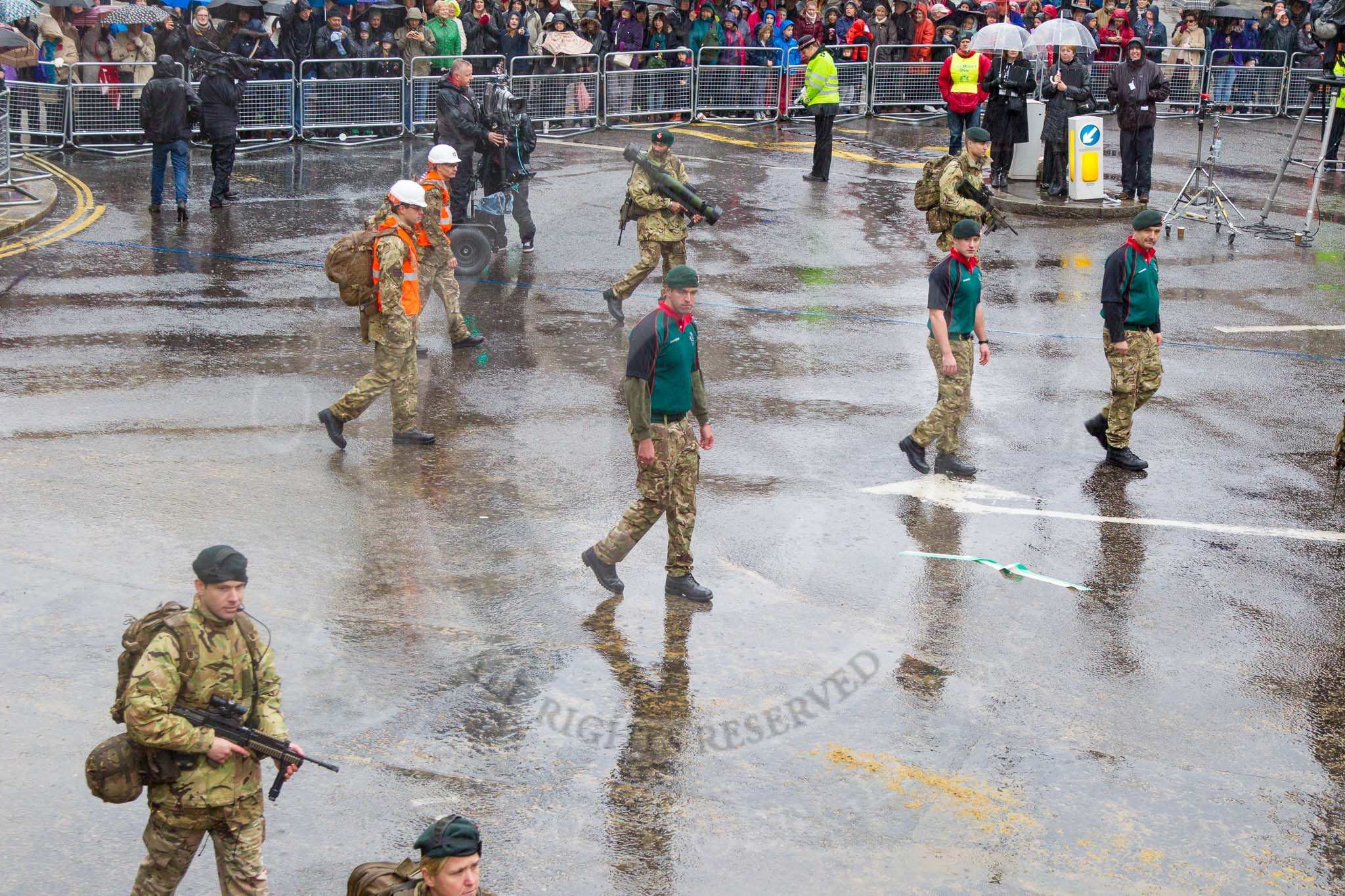 Lord Mayor's Show 2013: 31-F & G Companies, 7th Battalion The Rifles- reserve infantry battalion with Companies in London and the Home Counties..
Press stand opposite Mansion House, City of London,
London,
Greater London,
United Kingdom,
on 09 November 2013 at 11:16, image #411