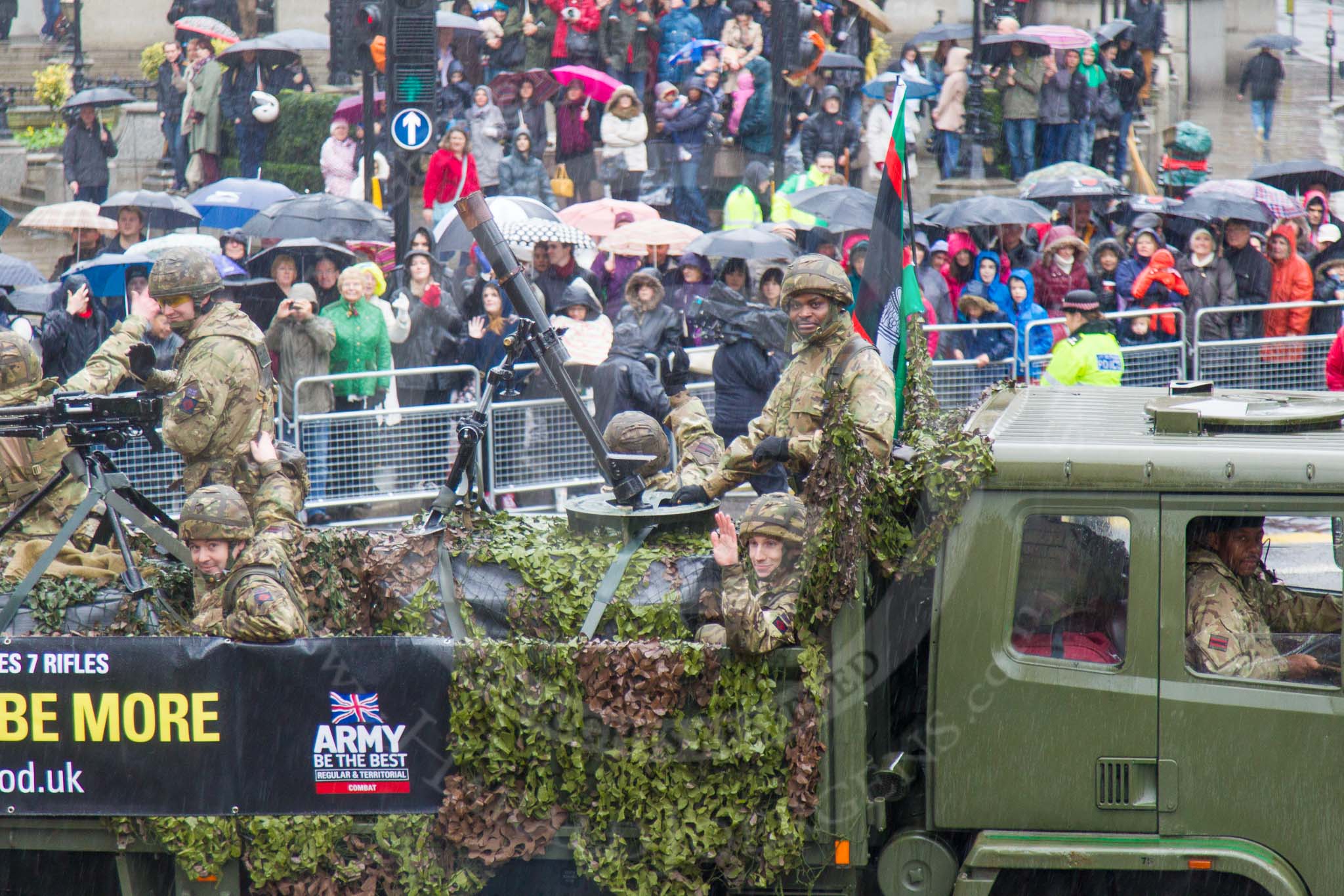 Lord Mayor's Show 2013: 31-F & G Companies, 7th Battalion The Rifles- reserve infantry battalion with Companies in London and the Home Counties..
Press stand opposite Mansion House, City of London,
London,
Greater London,
United Kingdom,
on 09 November 2013 at 11:16, image #414