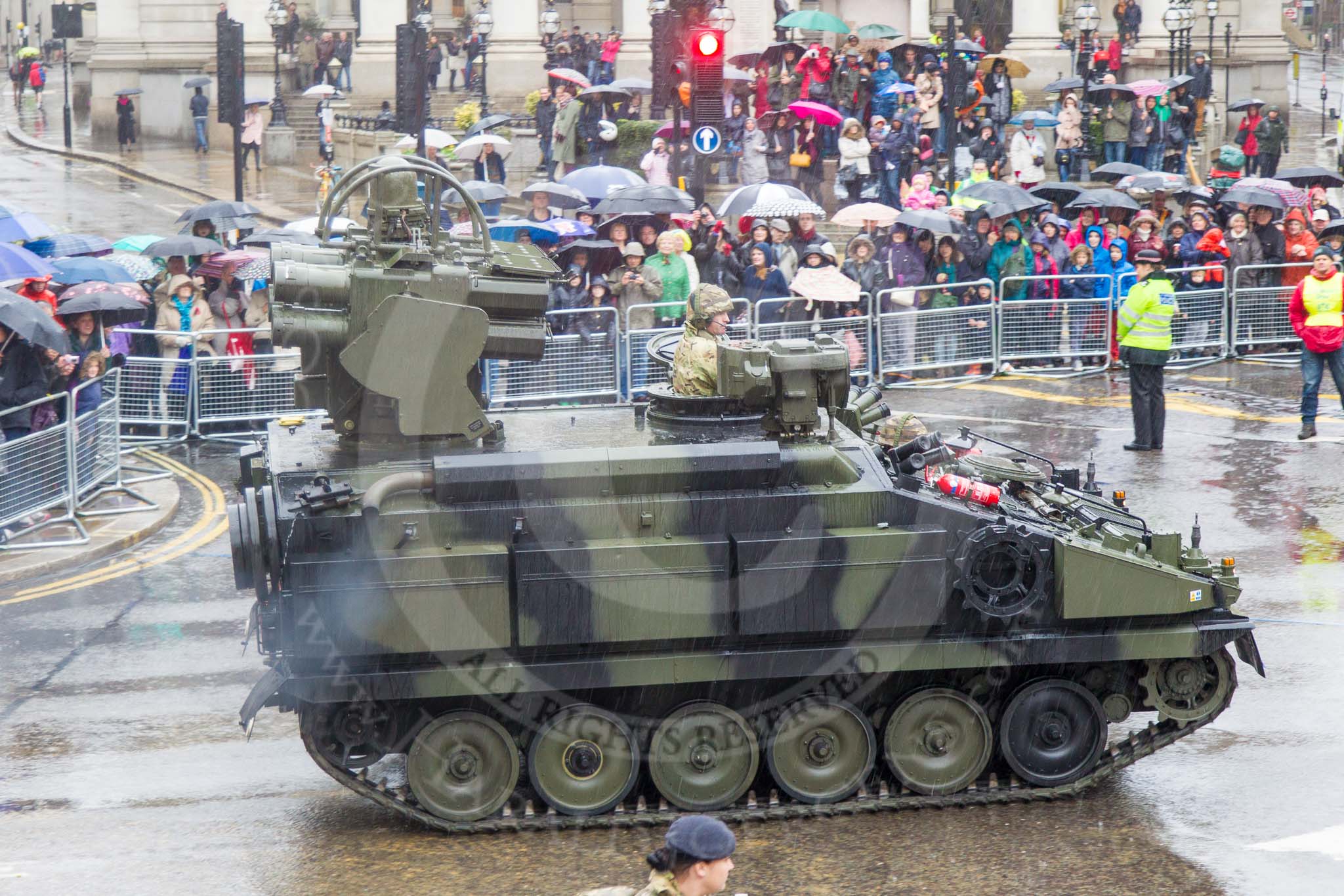 Lord Mayor's Show 2013: 32-265 Battery, 106 Regiment Royal Artillery- provides highly trained reserves , it is only army reserve unit operating missile lunchers..
Press stand opposite Mansion House, City of London,
London,
Greater London,
United Kingdom,
on 09 November 2013 at 11:17, image #423
