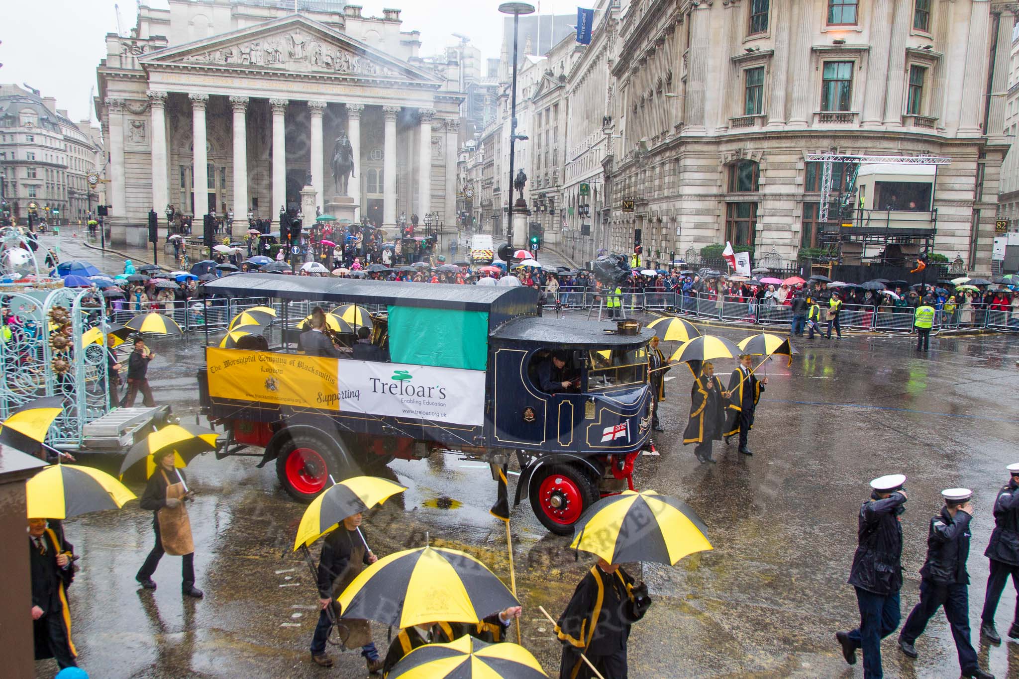 Lord Mayor's Show 2013: 33-Worshipful Company of Blacksmiths-since 1299 Company has supported and promoted the craft of blacksmithings..
Press stand opposite Mansion House, City of London,
London,
Greater London,
United Kingdom,
on 09 November 2013 at 11:17, image #434