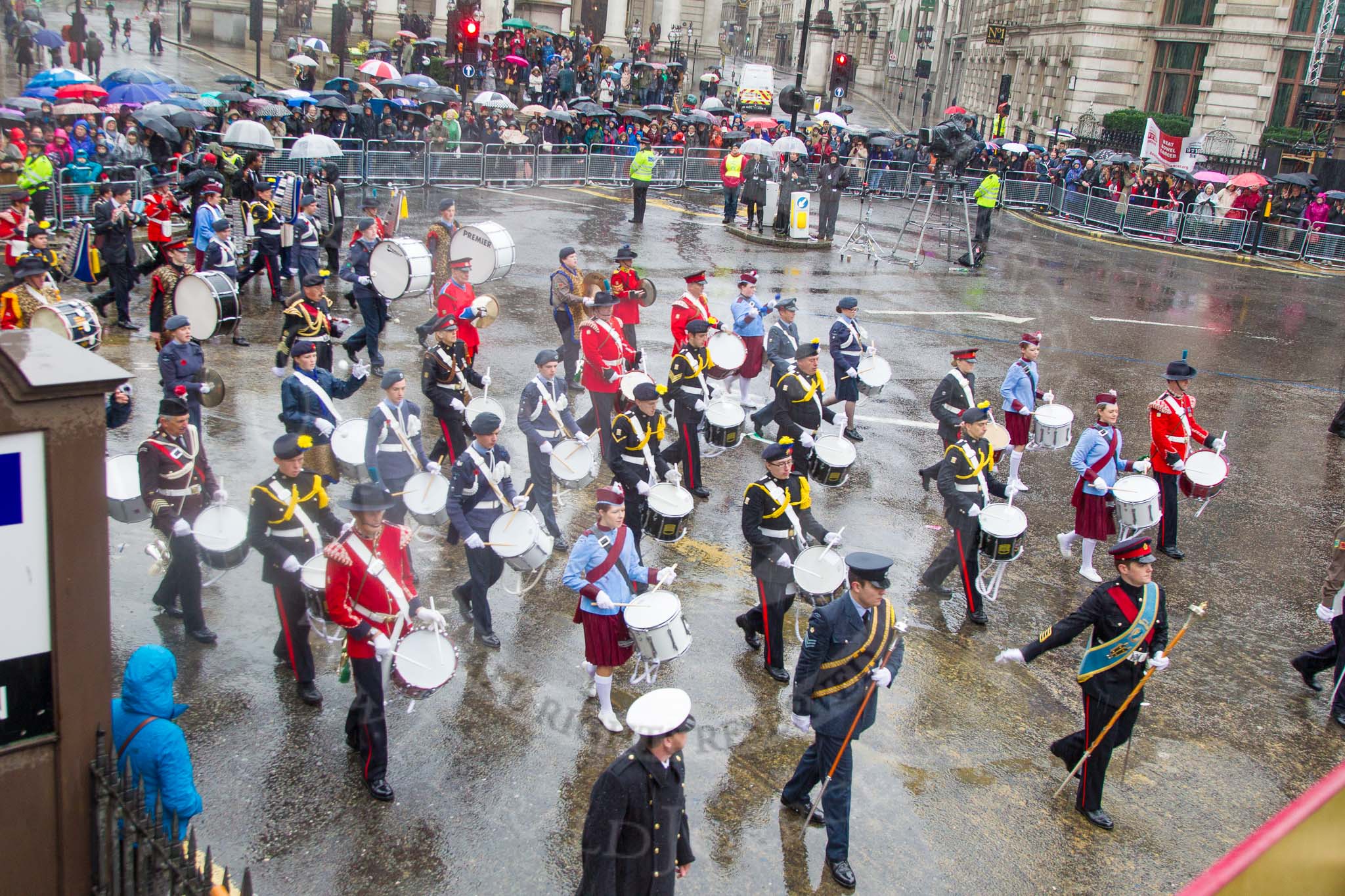 Photo 1311091118381D41573HaraldJoergens Lord Mayor's Show 2013: 35- Corps of Drums Society- was formed in 1977 for the preservation of drum, fife and bugle music of the British Army..
Press stand opposite Mansion House, City of London,
London,
Greater London,
United Kingdom,
on 09 November 2013 at 11:18, image #454