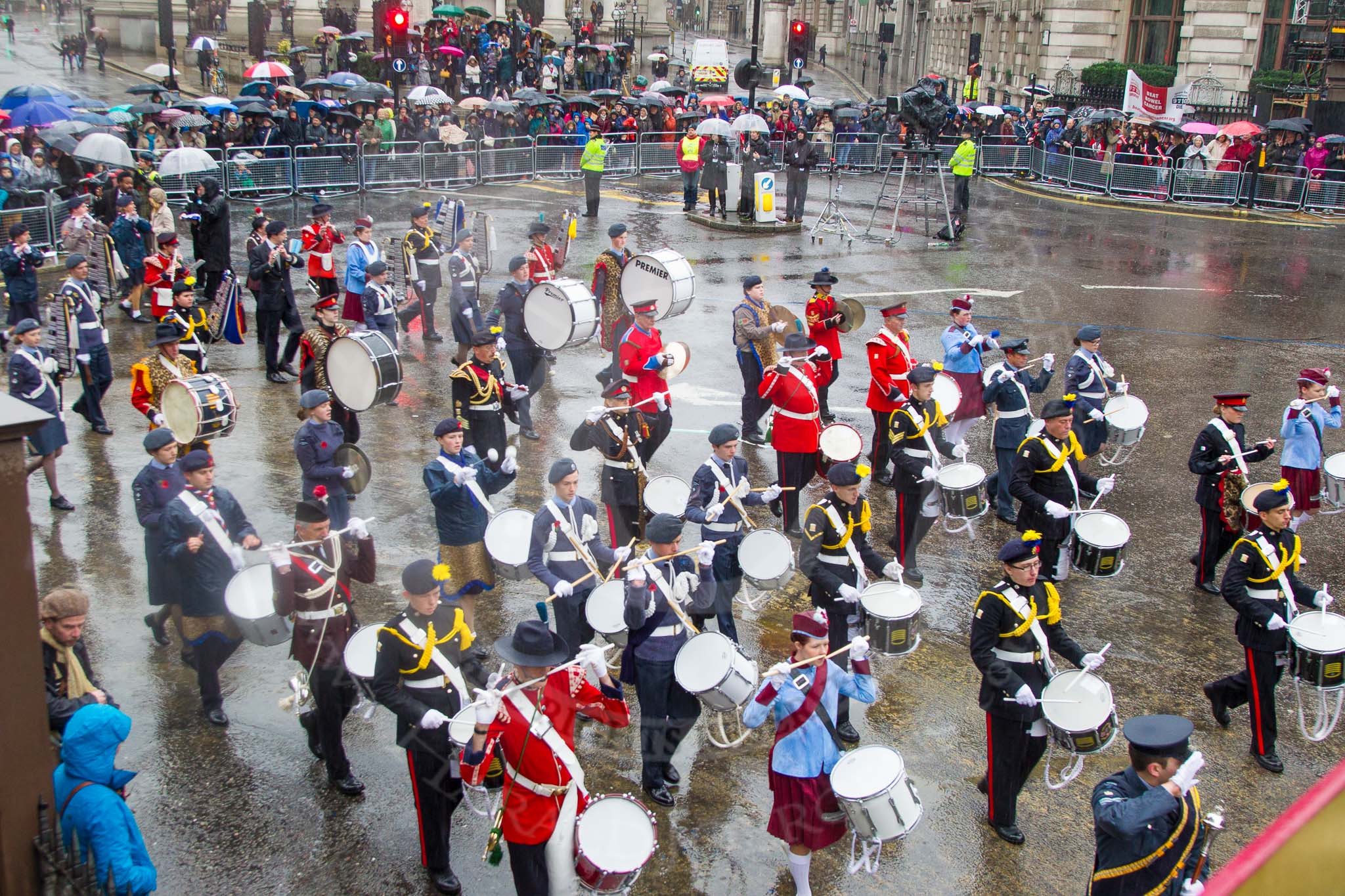 Photo 1311091118401D41578HaraldJoergens Lord Mayor's Show 2013: 35- Corps of Drums Society- was formed in 1977 for the preservation of drum, fife and bugle music of the British Army..
Press stand opposite Mansion House, City of London,
London,
Greater London,
United Kingdom,
on 09 November 2013 at 11:18, image #455