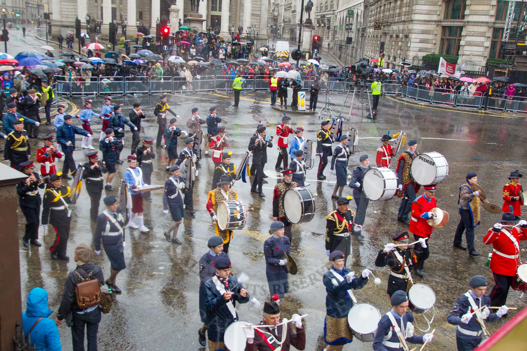 Lord Mayor's Show 2013: 35- Corps of Drums Society- was formed in 1977 for the preservation of drum, fife and bugle music of the British Army..
Press stand opposite Mansion House, City of London,
London,
Greater London,
United Kingdom,
on 09 November 2013 at 11:18, image #457