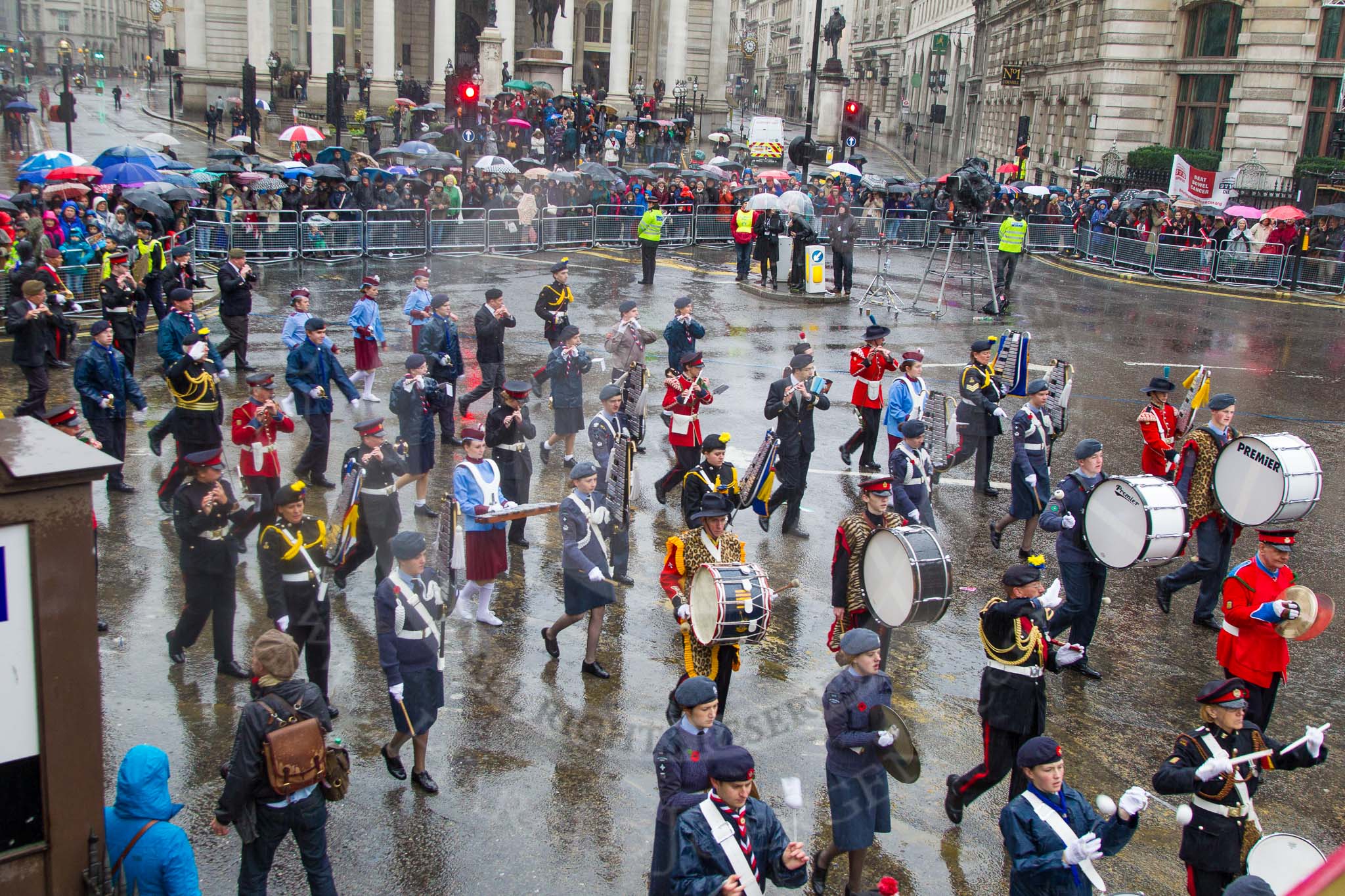 Lord Mayor's Show 2013: 35- Corps of Drums Society- was formed in 1977 for the preservation of drum, fife and bugle music of the British Army..
Press stand opposite Mansion House, City of London,
London,
Greater London,
United Kingdom,
on 09 November 2013 at 11:18, image #458