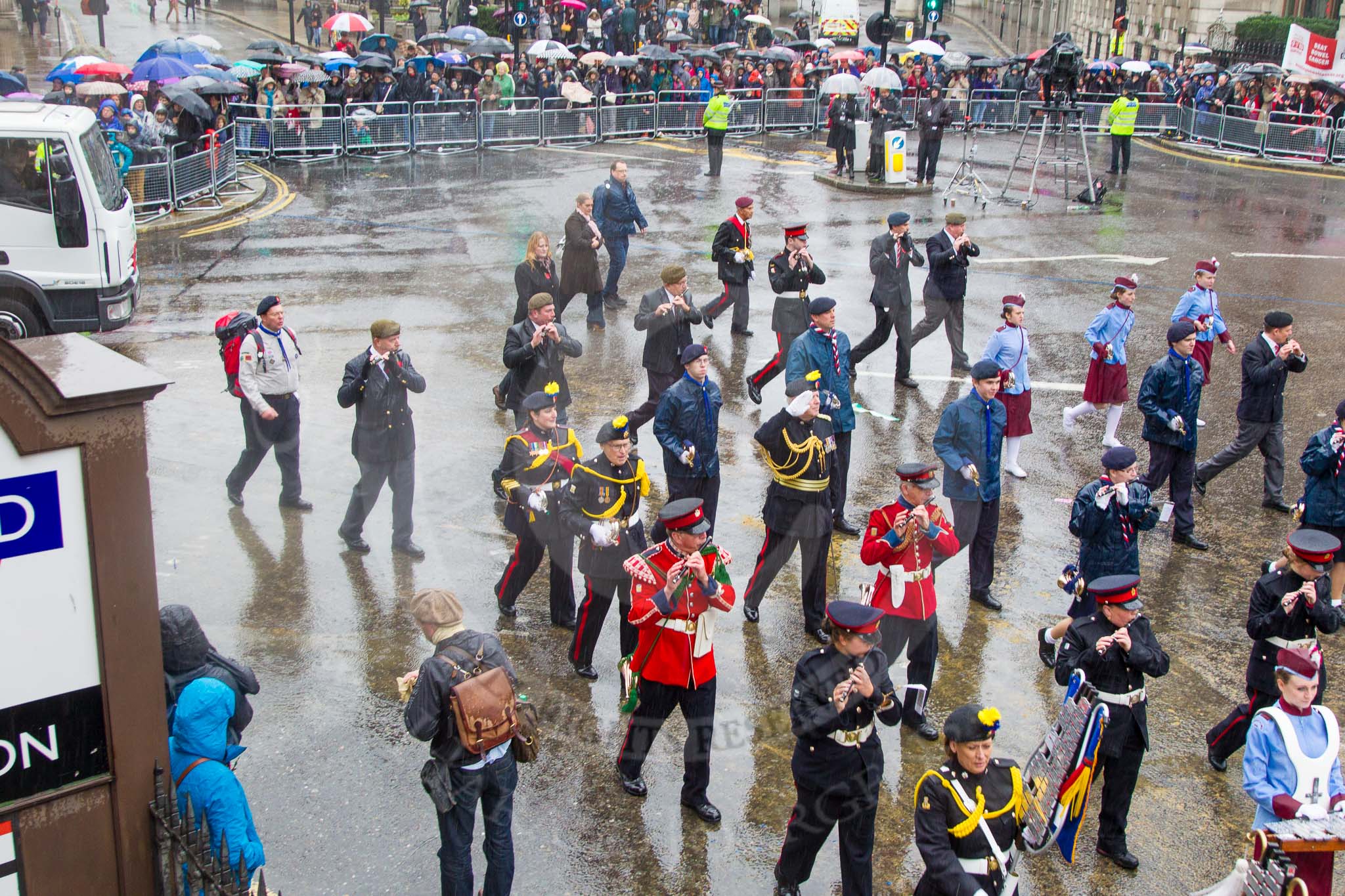 Lord Mayor's Show 2013: 35- Corps of Drums Society- was formed in 1977 for the preservation of drum, fife and bugle music of the British Army..
Press stand opposite Mansion House, City of London,
London,
Greater London,
United Kingdom,
on 09 November 2013 at 11:18, image #459