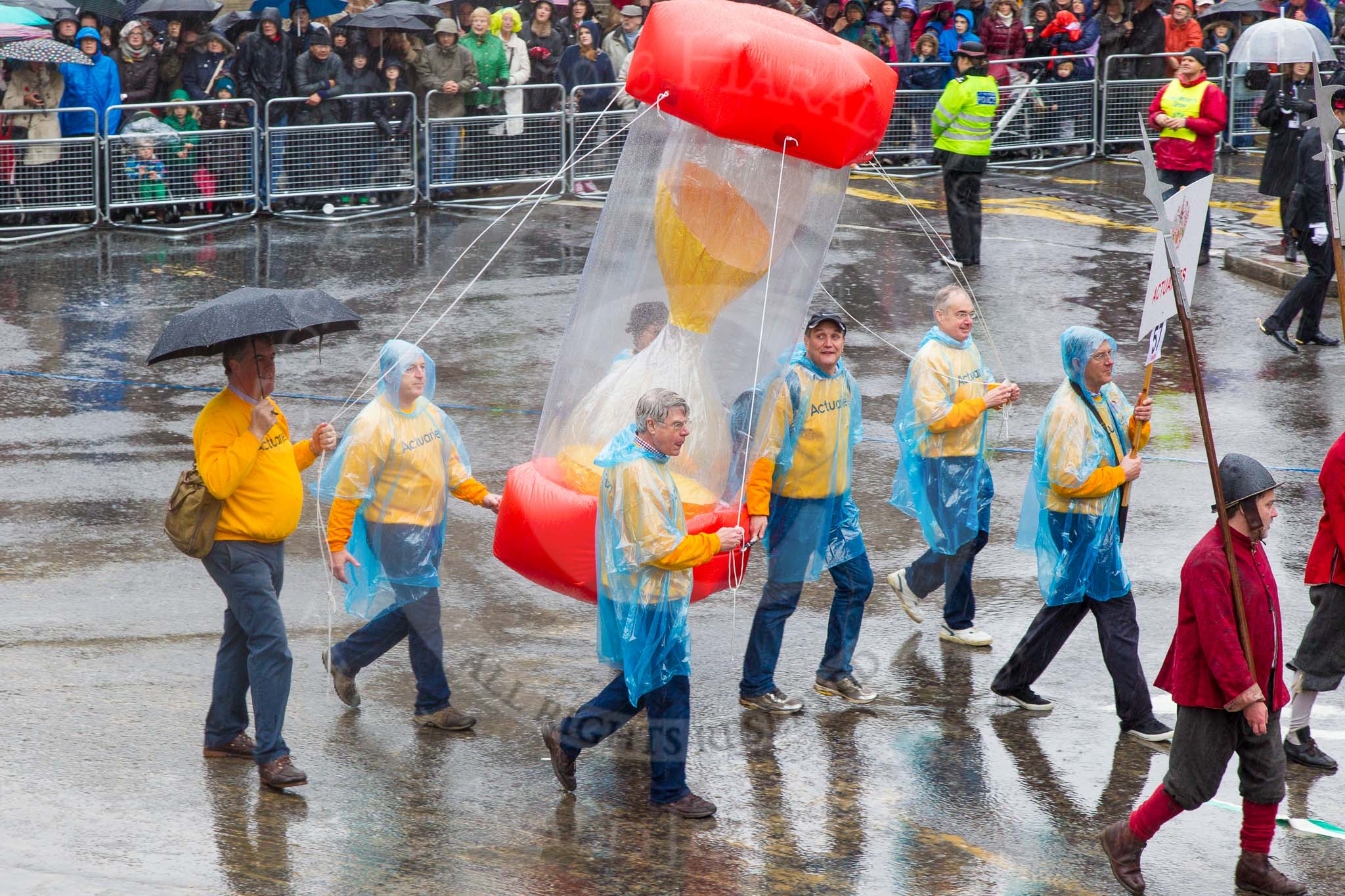Lord Mayor's Show 2013: 57-Workshipful Company of Actuaries- the float shows  the importance of mathematics to the modern world..
Press stand opposite Mansion House, City of London,
London,
Greater London,
United Kingdom,
on 09 November 2013 at 11:31, image #718