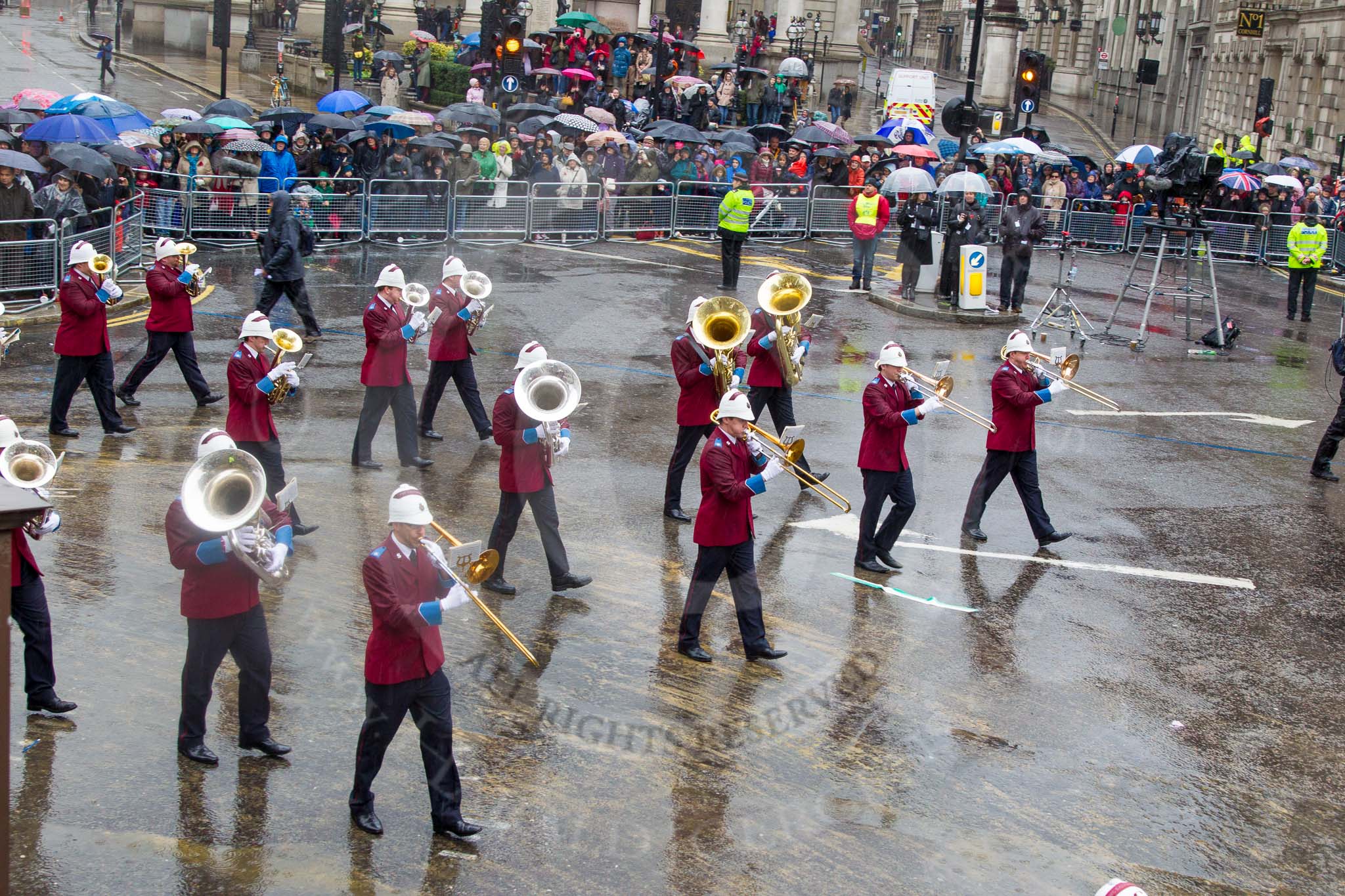 Lord Mayor's Show 2013: 61-Household Tropps  Band of theSalvation Army-this is the band represents some 500 Salvation Army bands from all over of UK..
Press stand opposite Mansion House, City of London,
London,
Greater London,
United Kingdom,
on 09 November 2013 at 11:34, image #779