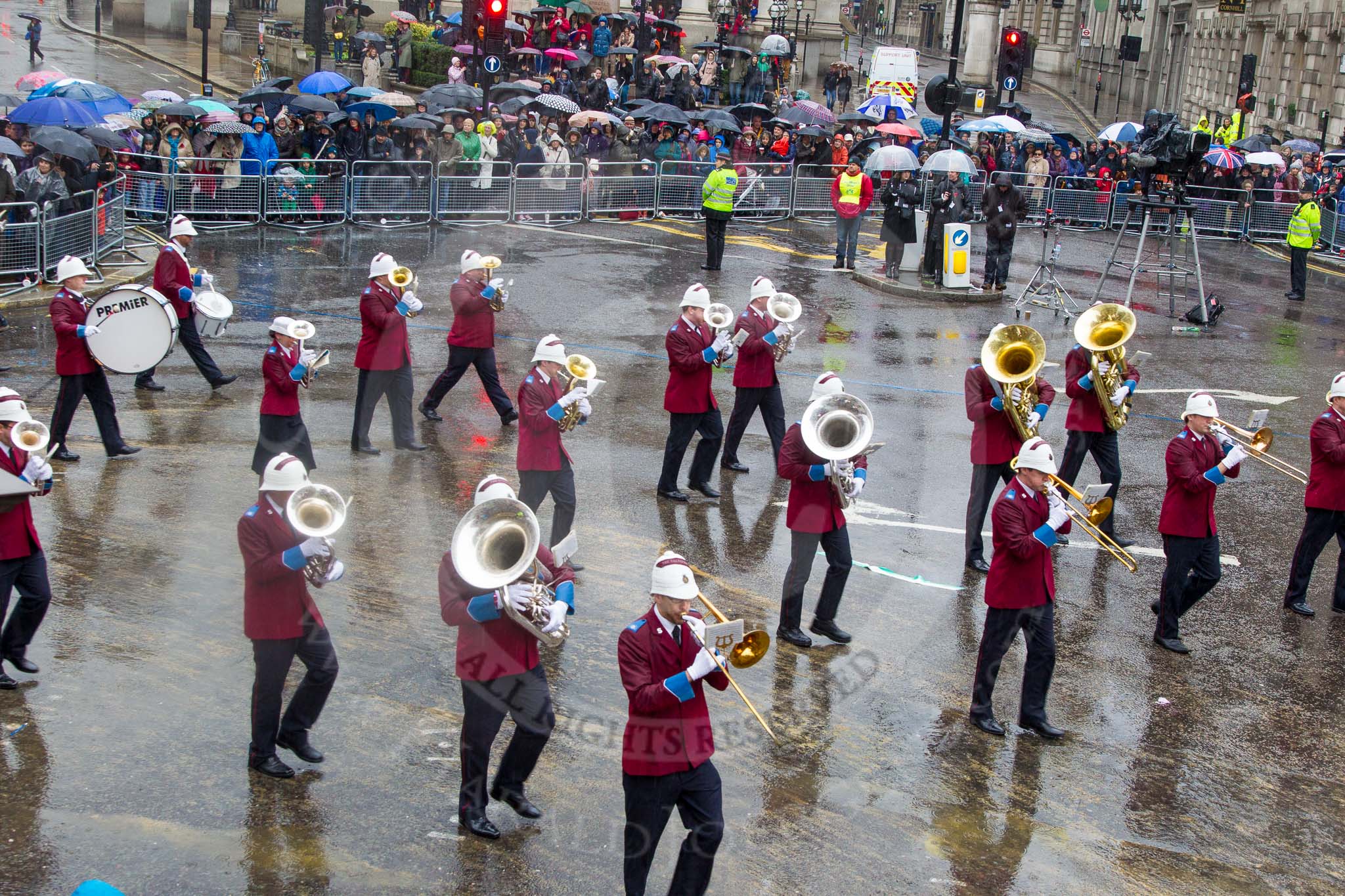 Lord Mayor's Show 2013: 61-Household Tropps  Band of theSalvation Army-this is the band represents some 500 Salvation Army bands from all over of UK..
Press stand opposite Mansion House, City of London,
London,
Greater London,
United Kingdom,
on 09 November 2013 at 11:34, image #781