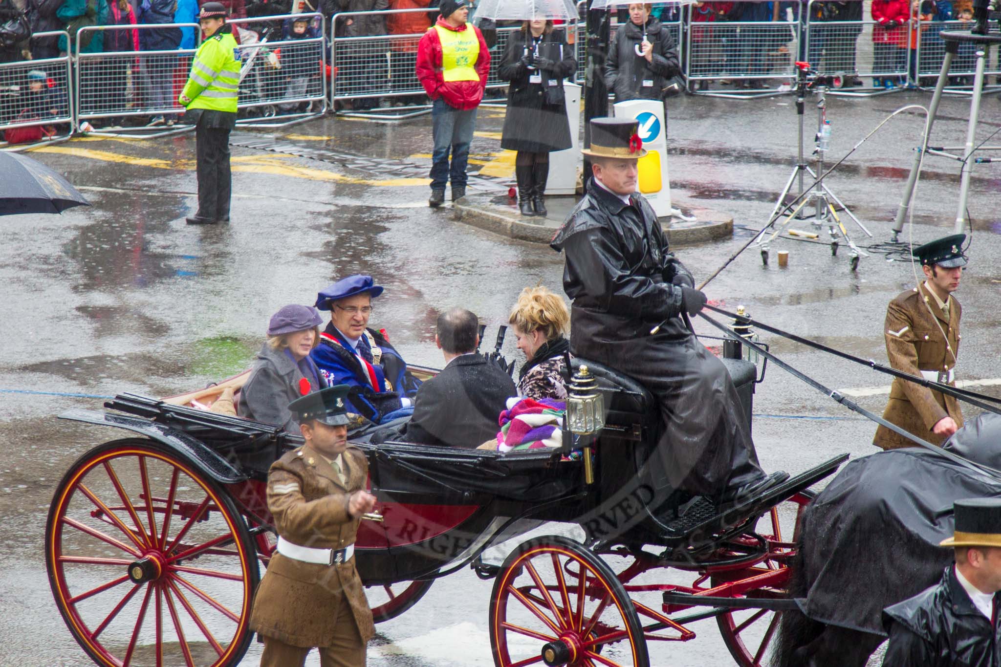 Lord Mayor's Show 2013: 75-Worshipful Company of Framework Knitters- this year Framework Knitters celebrate the 350th  anniversary of their Royal Charter. The main aim of Company is to promote excellence in the textile industry..
Press stand opposite Mansion House, City of London,
London,
Greater London,
United Kingdom,
on 09 November 2013 at 11:41, image #900