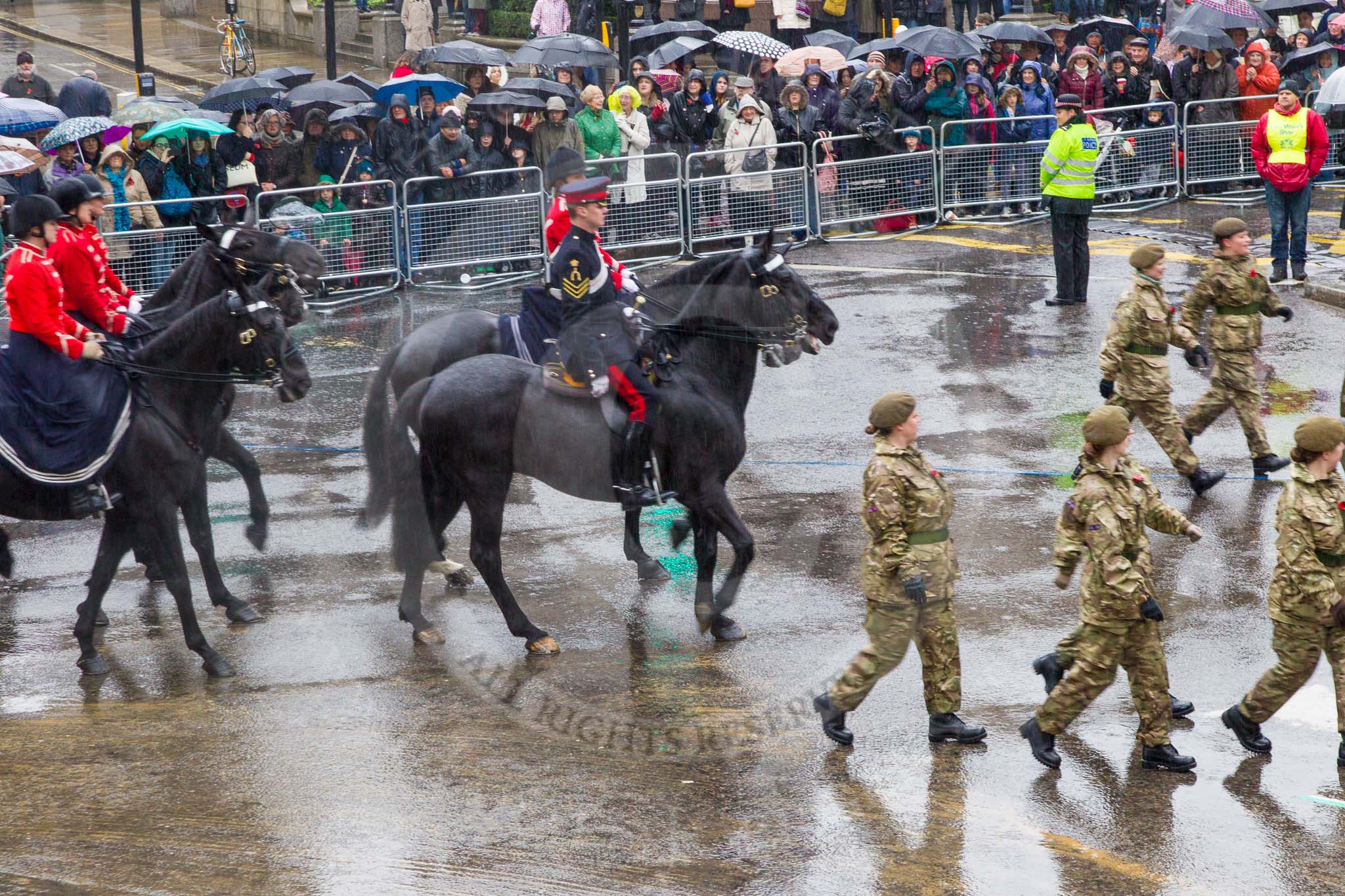 Lord Mayor's Show 2013: 77-First Aid Nursing Yeomanry (The Princess Royal's Volunteer Corps)-was formed in 1907 and is the UK's oldest and most highly decorated uniformed women's organisation. It specialises in emergency respond and training support to the military and civil authorities..
Press stand opposite Mansion House, City of London,
London,
Greater London,
United Kingdom,
on 09 November 2013 at 11:42, image #919