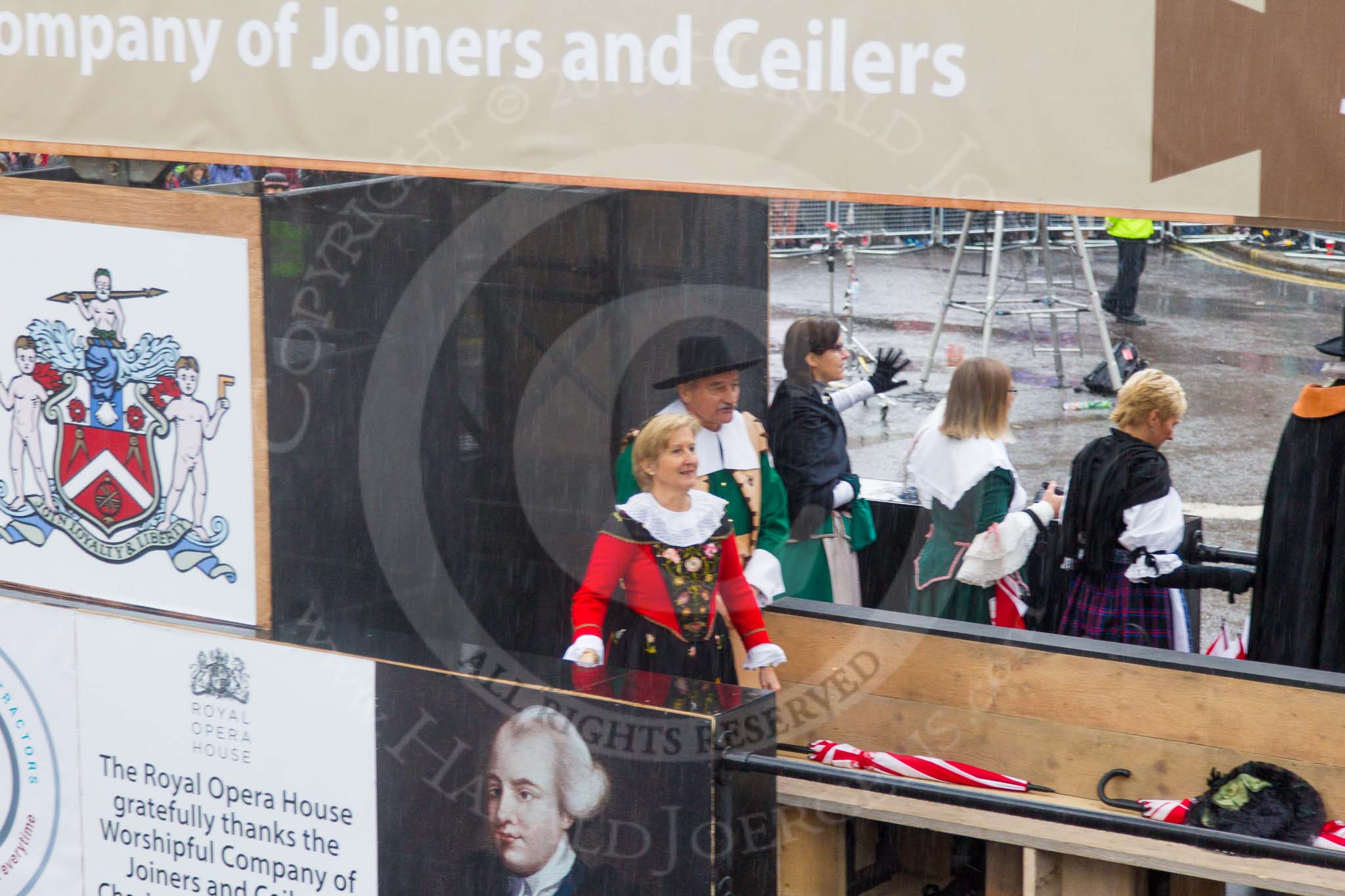 Lord Mayor's Show 2013: 82-Worshipful Company Of Joiners & Ceilers with Zunft Zur Zimmerleuten- the Joiners and Ceilers celebrates its long association with the Swiss Guild of the Zimmerleuten with a troop of horseman and latge contingnet of members in traditional costumes..
Press stand opposite Mansion House, City of London,
London,
Greater London,
United Kingdom,
on 09 November 2013 at 11:46, image #1007