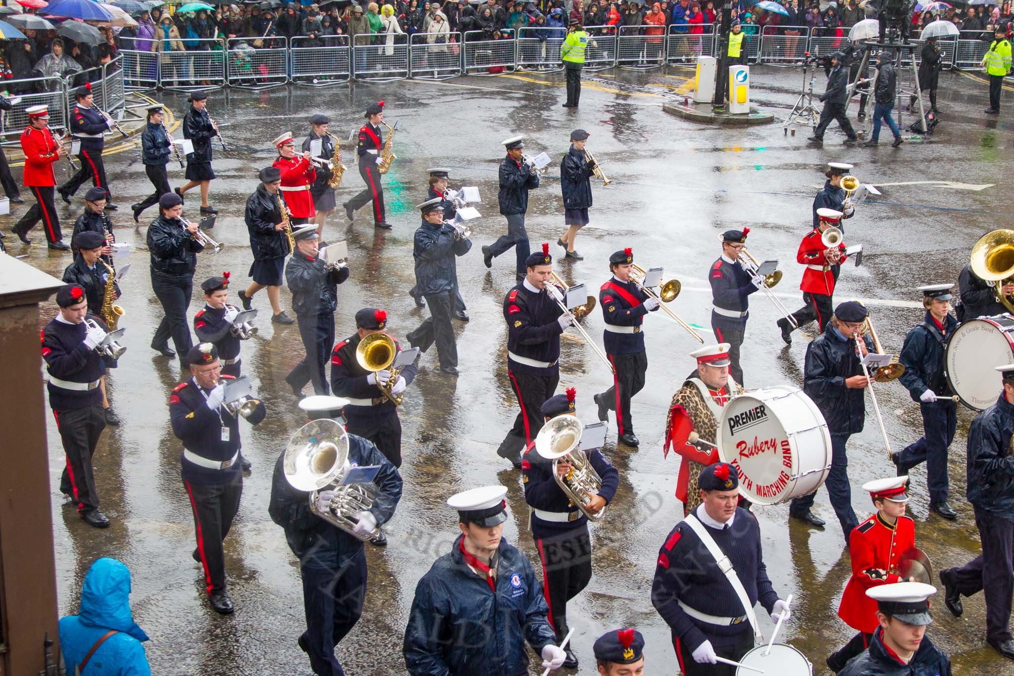 Lord Mayor's Show 2013: 87-National Youth Marching Band-looks to promote the good work of traditional youth marching bands across England..
Press stand opposite Mansion House, City of London,
London,
Greater London,
United Kingdom,
on 09 November 2013 at 11:48, image #1060