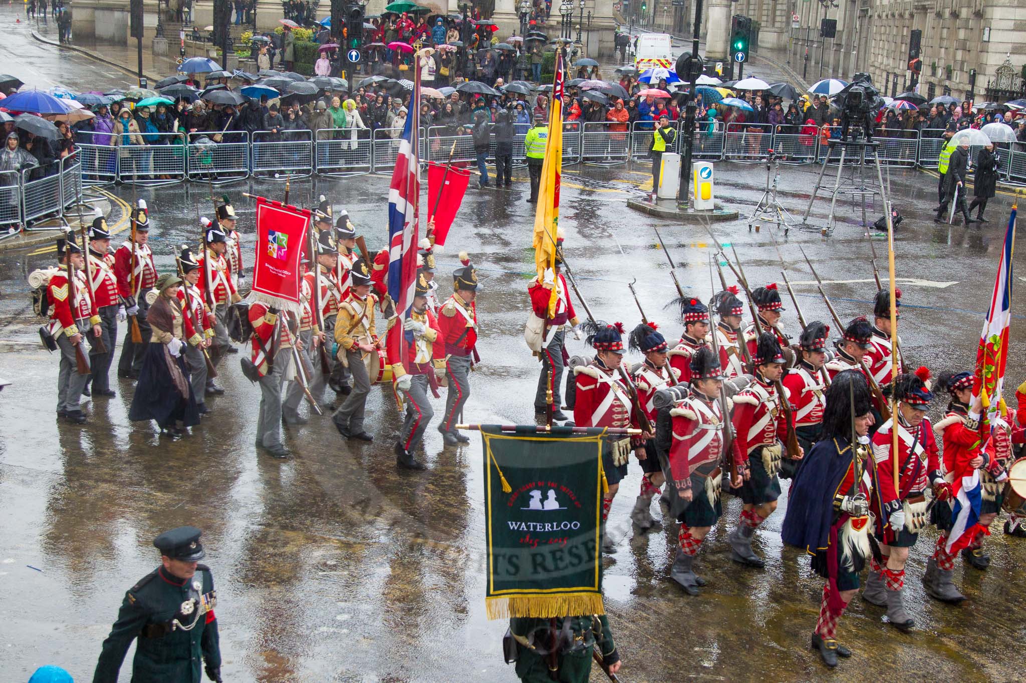 Lord Mayor's Show 2013: 88-The Belgain Tourist Board Road to Waterloo 200-the Napoleonic Association supports people with a common interest in the period from Freanch Revolution to the Battle of Waterloo in 1815..
Press stand opposite Mansion House, City of London,
London,
Greater London,
United Kingdom,
on 09 November 2013 at 11:48, image #1078