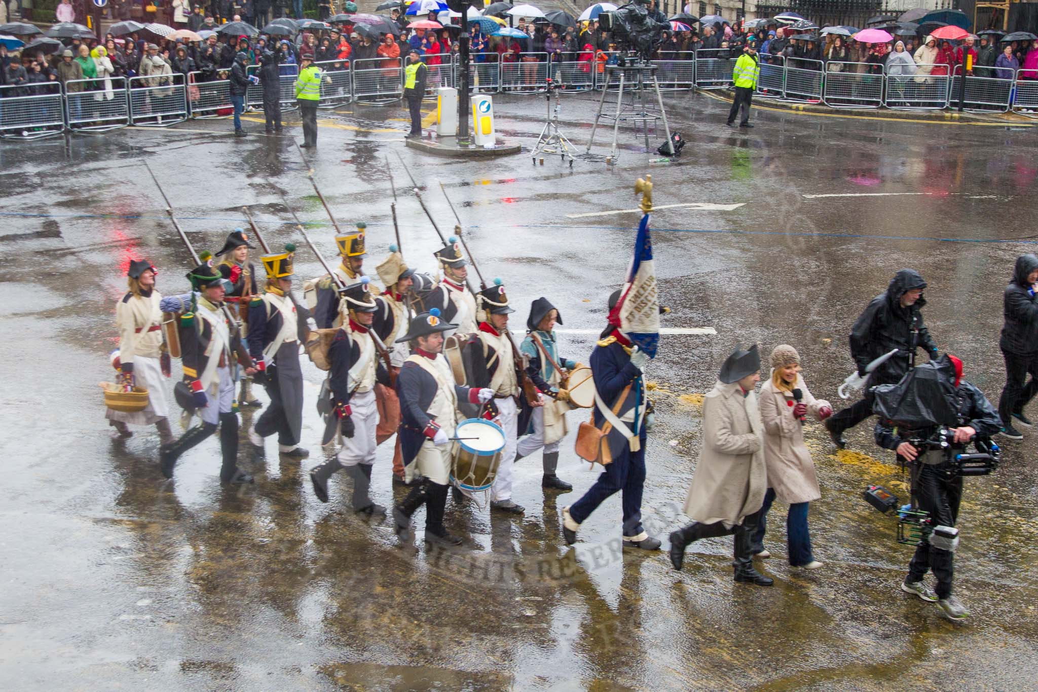 Lord Mayor's Show 2013: 88-The Belgain Tourist Board Road to Waterloo 200-the Napoleonic Association supports people with a common interest in the period from Freanch Revolution to the Battle of Waterloo in 1815..
Press stand opposite Mansion House, City of London,
London,
Greater London,
United Kingdom,
on 09 November 2013 at 11:49, image #1085