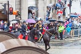 Lord Mayor's Show 2013: Rebecca Jenkins, senior Police Staff Trainer within the City of London Police mounted branch, and Adrian Leppard, Commissioner of the City of London Police..
Press stand opposite Mansion House, City of London,
London,
Greater London,
United Kingdom,
on 09 November 2013 at 10:47, image #82
