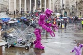 Lord Mayor's Show 2013: 59-Recycling in the City- The Binbot is joined again by his drumming street sweepers to celebrate 20th anniversary of the City's unique Clean City Awards scheme..
Press stand opposite Mansion House, City of London,
London,
Greater London,
United Kingdom,
on 09 November 2013 at 11:32, image #743