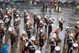 Lord Mayor's Show 2013: 94-Royal Marines Band( HMS Collingwood)-was formed in 2009 and has performed at the Lord Mayor's Show, the Diamong Jubilee, the London 2012 Olympic Games and the subsequent Athlete's Parade..
Press stand opposite Mansion House, City of London,
London,
Greater London,
United Kingdom,
on 09 November 2013 at 11:52, image #1149