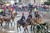 Lord Mayor's Show 2013: 122-The King's Troop Rpyal Horse Artillery- is a ceremonial mounteed unit. It has 109 horses and on parade they pull six antique First World War guns dating back to 1904..
Press stand opposite Mansion House, City of London,
London,
Greater London,
United Kingdom,
on 09 November 2013 at 12:06, image #1379