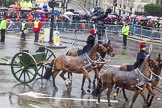 Lord Mayor's Show 2013: 122-The King's Troop Rpyal Horse Artillery- is a ceremonial mounteed unit. It has 109 horses and on parade they pull six antique First World War guns dating back to 1904..
Press stand opposite Mansion House, City of London,
London,
Greater London,
United Kingdom,
on 09 November 2013 at 12:06, image #1381