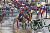 Lord Mayor's Show 2013: 122-The King's Troop Rpyal Horse Artillery- is a ceremonial mounteed unit. It has 109 horses and on parade they pull six antique First World War guns dating back to 1904..
Press stand opposite Mansion House, City of London,
London,
Greater London,
United Kingdom,
on 09 November 2013 at 12:06, image #1382