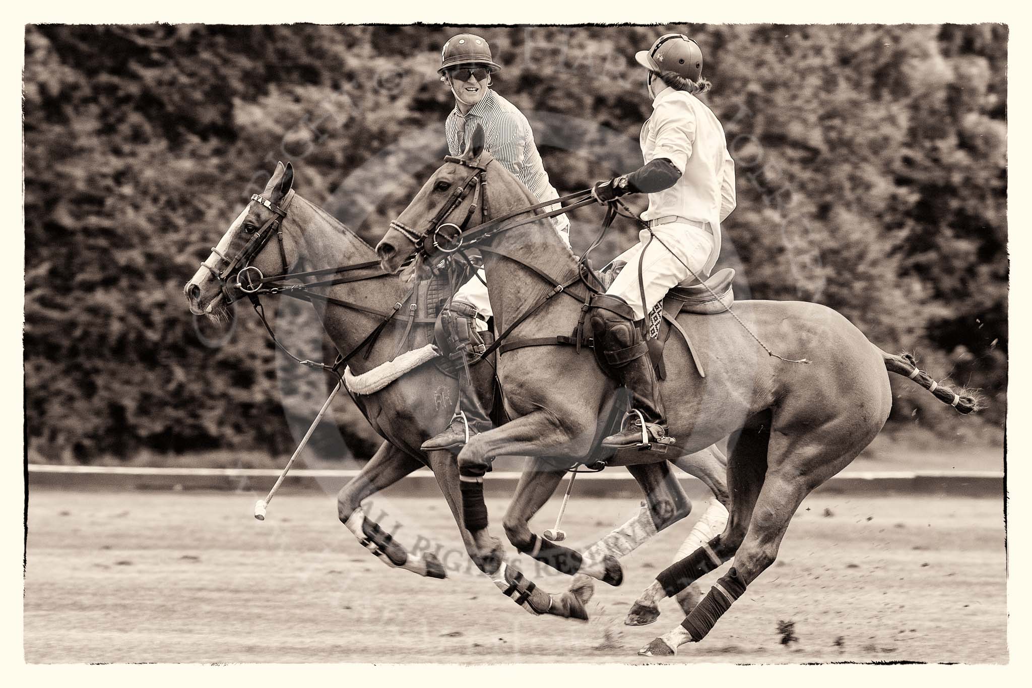 7th Heritage Polo Cup semi-finals: Henry Foster, Team Silver Fox USA, after play talking to Justo Saveedra, Team Emerging Switzerland..
Hurtwood Park Polo Club,
Ewhurst Green,
Surrey,
United Kingdom,
on 04 August 2012 at 11:33, image #57