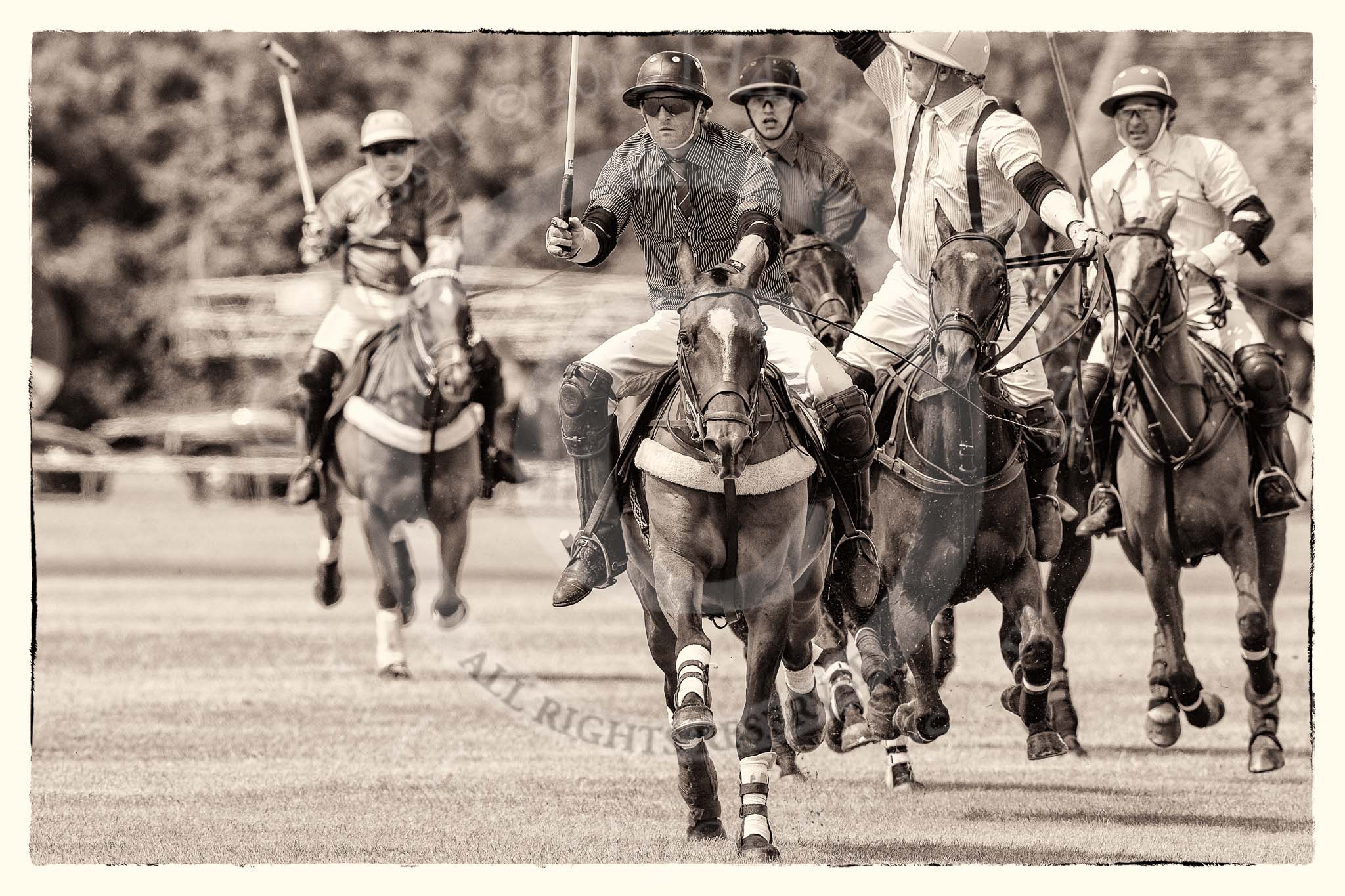 7th Heritage Polo Cup finals: Henry Fisher of Silver Fox USA Polo Team on the ball in the Final of the 7th HERITAGE POLO CUP 2012 v Mariano Darritchon of La Mariposa Argentina Polo Team (T.M.Lewin Official Shirt & Tie Supplier)..
Hurtwood Park Polo Club,
Ewhurst Green,
Surrey,
United Kingdom,
on 05 August 2012 at 13:25, image #25