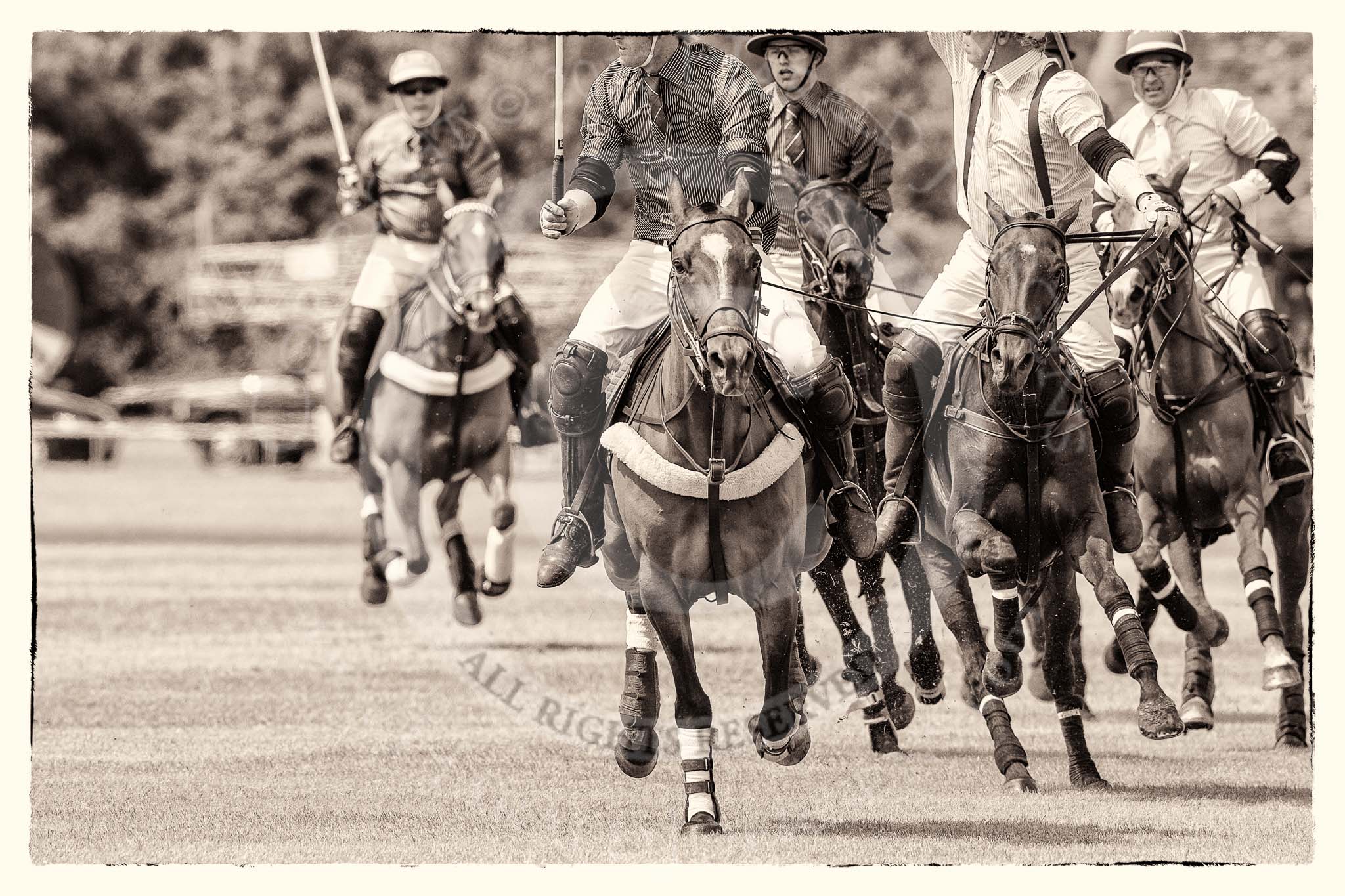7th Heritage Polo Cup finals: Henry Fisher of Silver Fox USA Polo Team on the ball in the Final of the 7th HERITAGE POLO CUP 2012 v Mariano Darritchon of La Mariposa Argentina Polo Team (T.M.Lewin Official Shirt & Tie Supplier)..
Hurtwood Park Polo Club,
Ewhurst Green,
Surrey,
United Kingdom,
on 05 August 2012 at 13:25, image #26