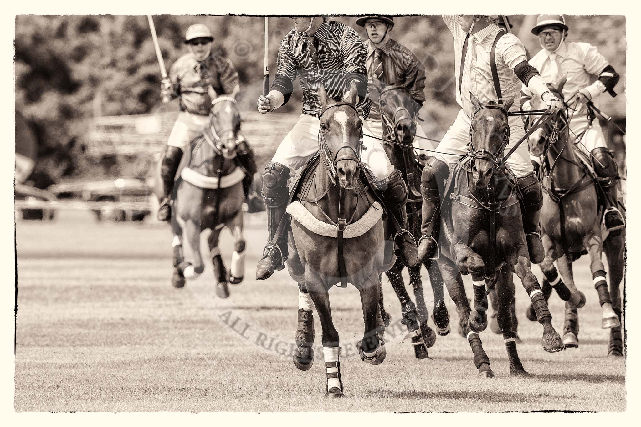 7th Heritage Polo Cup finals: Henry Fisher of Silver Fox USA Polo Team on the ball in the Final of the 7th HERITAGE POLO CUP 2012 v Mariano Darritchon of La Mariposa Argentina Polo Team (T.M.Lewin Official Shirt & Tie Supplier)..
Hurtwood Park Polo Club,
Ewhurst Green,
Surrey,
United Kingdom,
on 05 August 2012 at 13:25, image #26