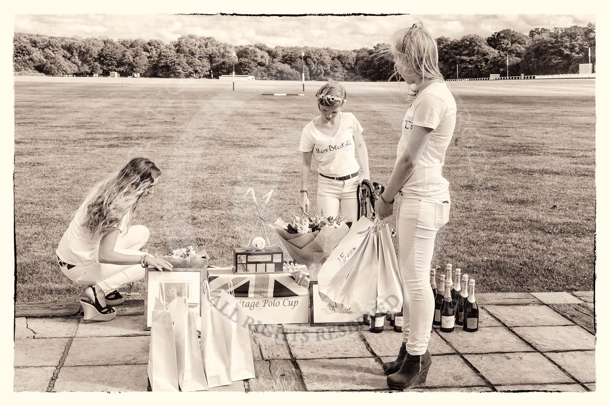 7th Heritage Polo Cup finals: Young Ladies of the 'Rare Black Ts' Project & Charity preparing the presentation..
Hurtwood Park Polo Club,
Ewhurst Green,
Surrey,
United Kingdom,
on 05 August 2012 at 16:43, image #222
