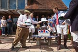 7th Heritage Polo Cup finals: Doug Simpson of ASCOT TOP HATS presenting the WINNERS & RUNNERS UP with Pith Helmets..
Hurtwood Park Polo Club,
Ewhurst Green,
Surrey,
United Kingdom,
on 05 August 2012 at 14:44, image #98