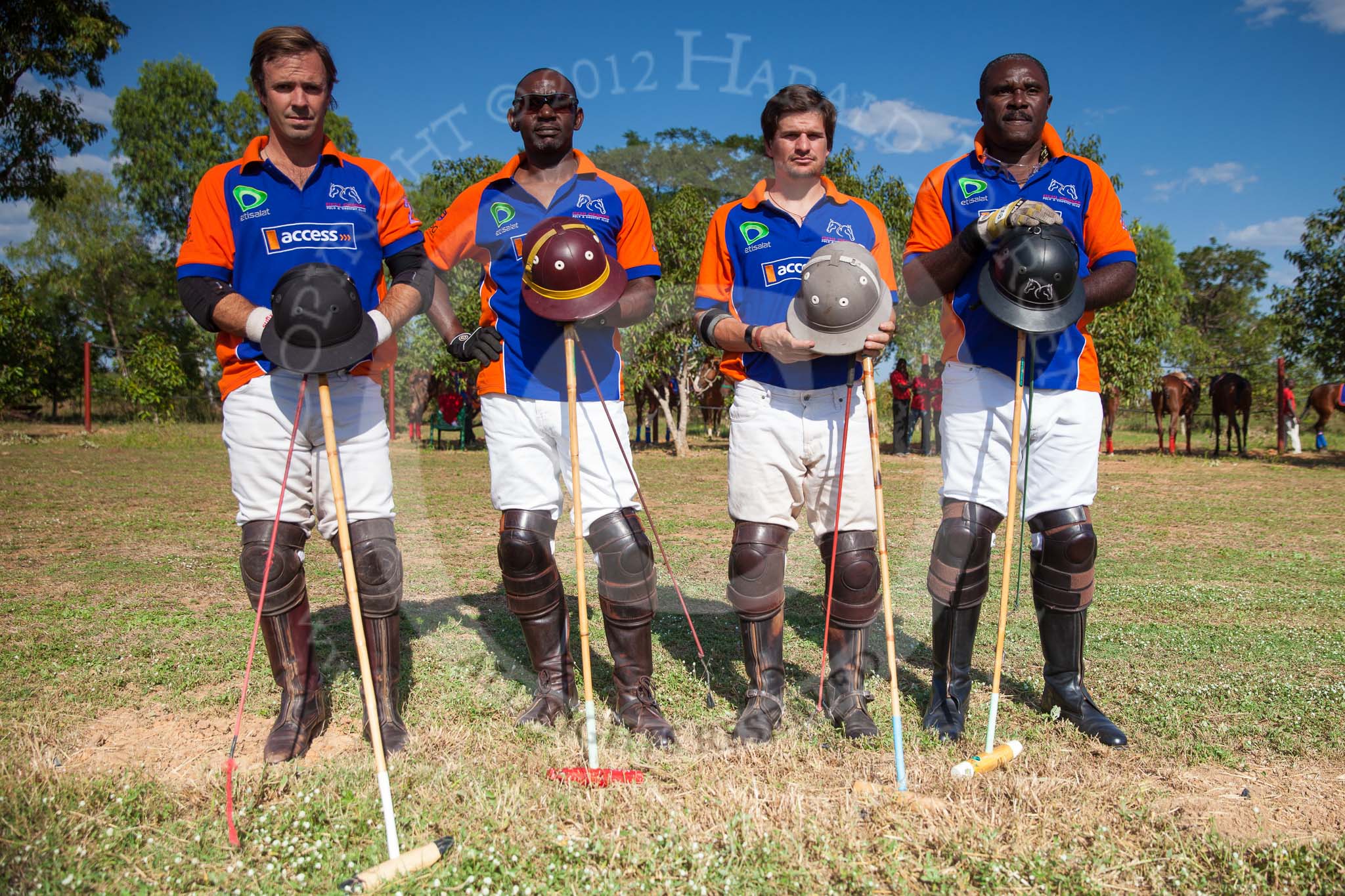 African Patrons Cup 2012 (Friday): The Access Bank Fifth Chukker team, from left to right Argentinian player Pedro Fernandez Llorente, Sayyu Dantata, Argentinian player Ezequiel Martinez Ferrario, and Access Bank Fifth Chukker team patron Adamu Atta..
Fifth Chukker Polo & Country Club,
Kaduna,
Kaduna State,
Nigeria,
on 02 November 2012 at 15:23, image #3