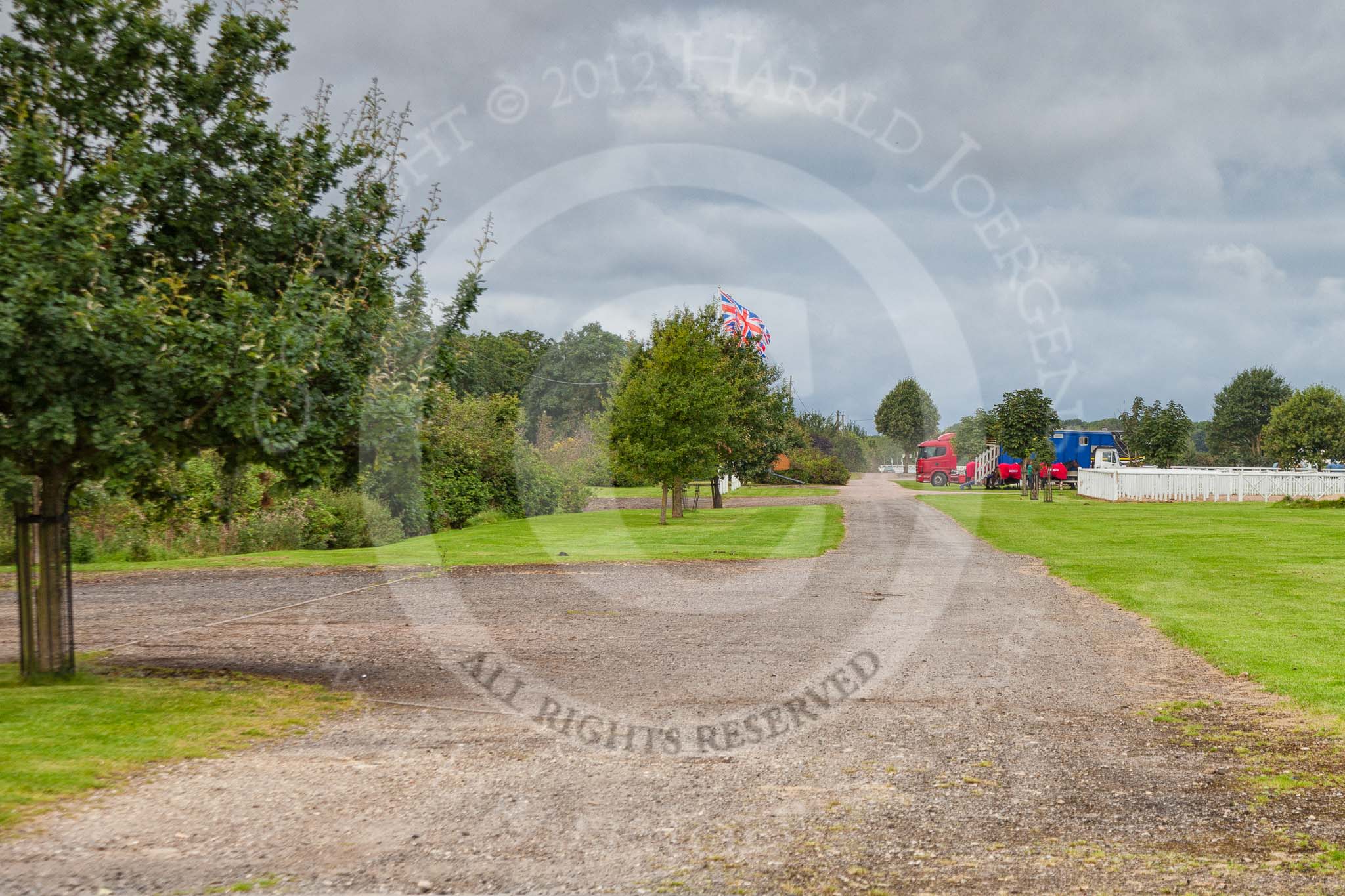 DBPC Polo in the Park 2012: Running parallel to the main road, the access for the trucks carrying the ponies..
Dallas Burston Polo Club,
Stoneythorpe Estate,
Southam,
Warwickshire,
United Kingdom,
on 16 September 2012 at 09:00, image #6