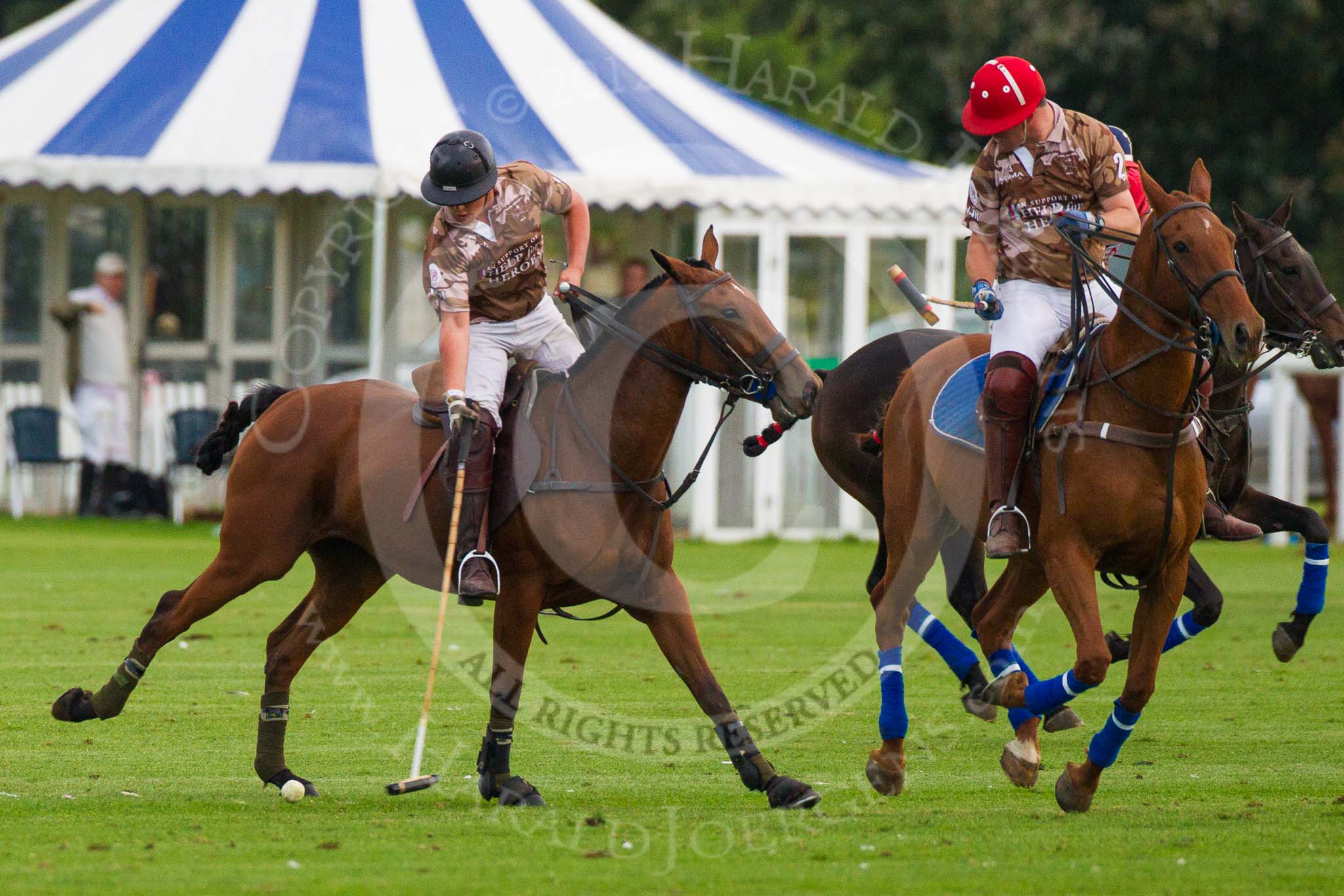 DBPC Polo in the Park 2012: Royal Artillery #4, Alex Vent, and #2, Major Andy Wood..
Dallas Burston Polo Club,
Stoneythorpe Estate,
Southam,
Warwickshire,
United Kingdom,
on 16 September 2012 at 18:25, image #321
