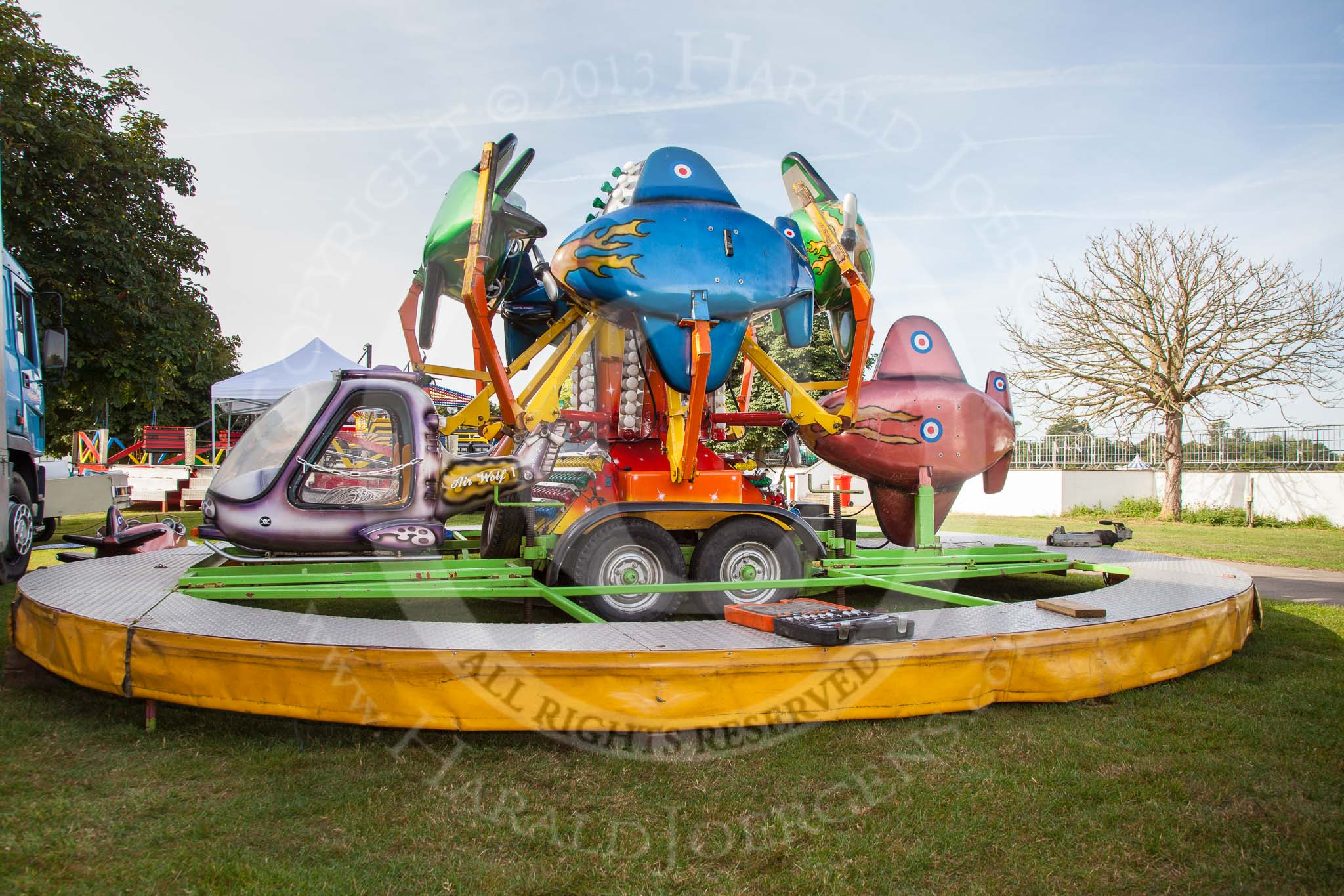 DBPC Polo in the Park 2013: A walk around the Stoneythorpe Estate in the morning of the event: Preparations for the funfair on the western side of the estate,.
Dallas Burston Polo Club, ,
Southam,
Warwickshire,
United Kingdom,
on 01 September 2013 at 09:36, image #10