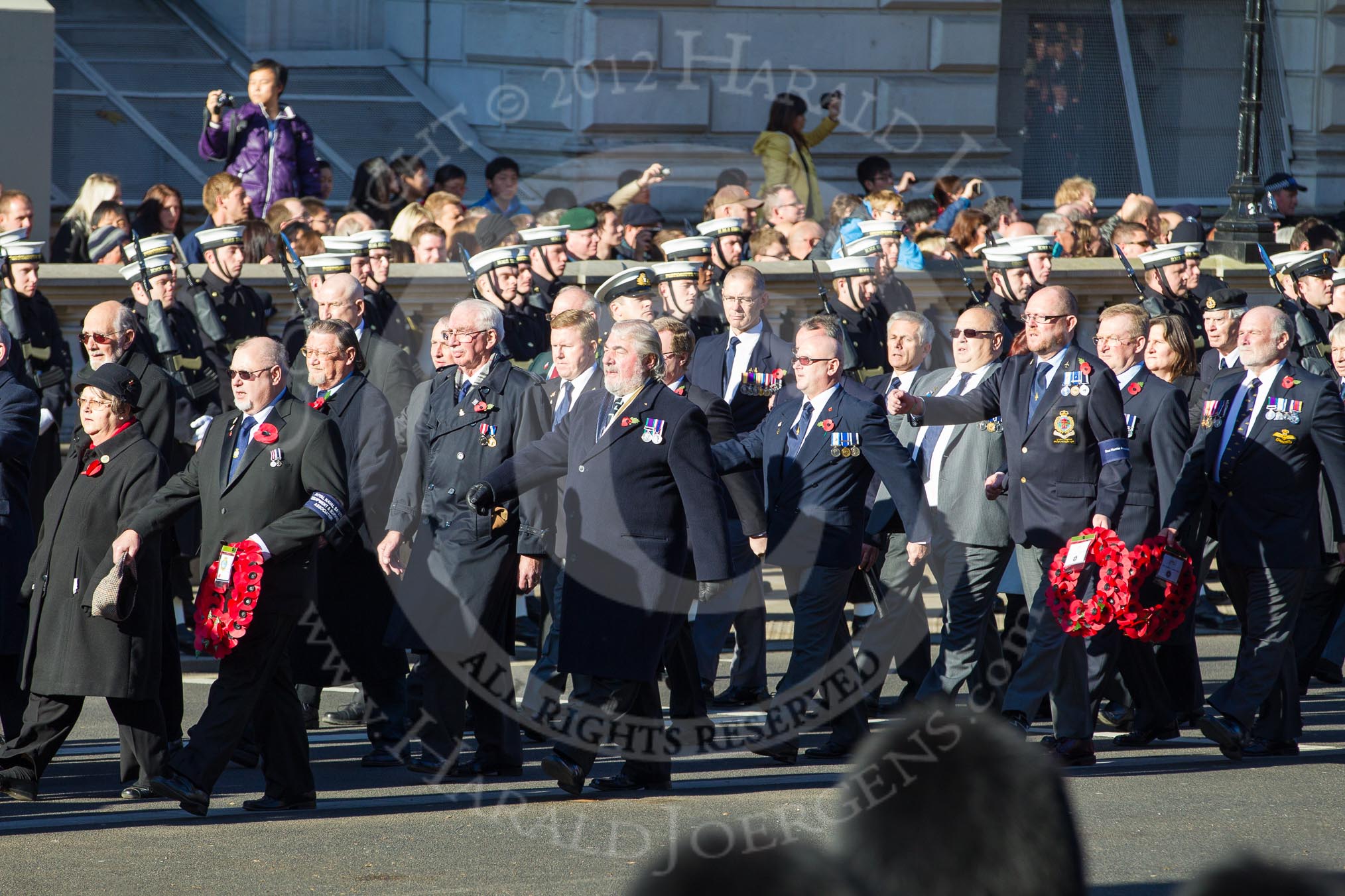 Remembrance Sunday 2012 Cenotaph March Past: Group E14 - Fleet Air Arm Safety Equipment & Survival Association, and E15 - Sea Harrier Association..
Whitehall, Cenotaph,
London SW1,

United Kingdom,
on 11 November 2012 at 11:40, image #116