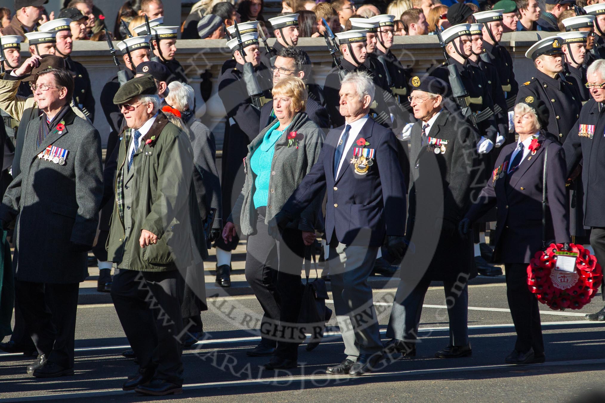 Remembrance Sunday 2012 Cenotaph March Past: Group E16 - Flower Class Corvette Association..
Whitehall, Cenotaph,
London SW1,

United Kingdom,
on 11 November 2012 at 11:40, image #124