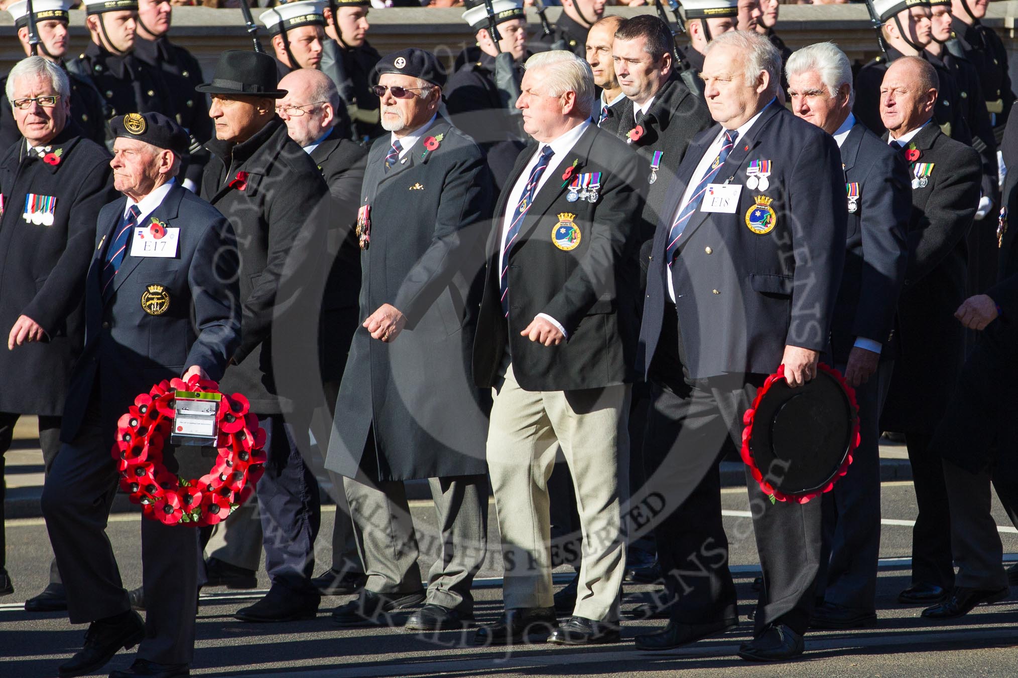 Remembrance Sunday 2012 Cenotaph March Past: Group E18 - HMS Andromeda Association..
Whitehall, Cenotaph,
London SW1,

United Kingdom,
on 11 November 2012 at 11:40, image #129