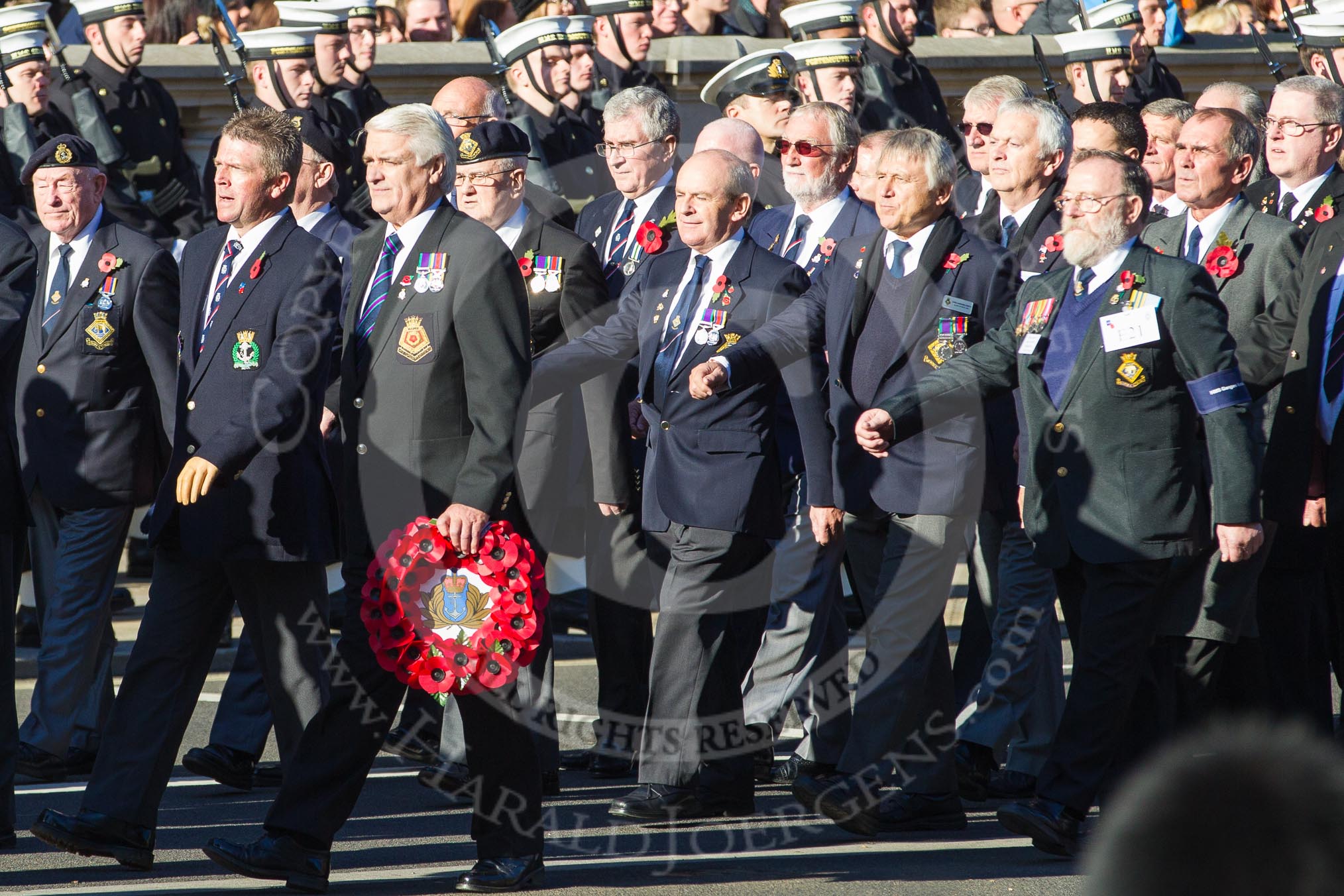 Remembrance Sunday 2012 Cenotaph March Past: Group E20 - HMS Cumberland Association and E21 - HMS Ganges Association..
Whitehall, Cenotaph,
London SW1,

United Kingdom,
on 11 November 2012 at 11:40, image #141