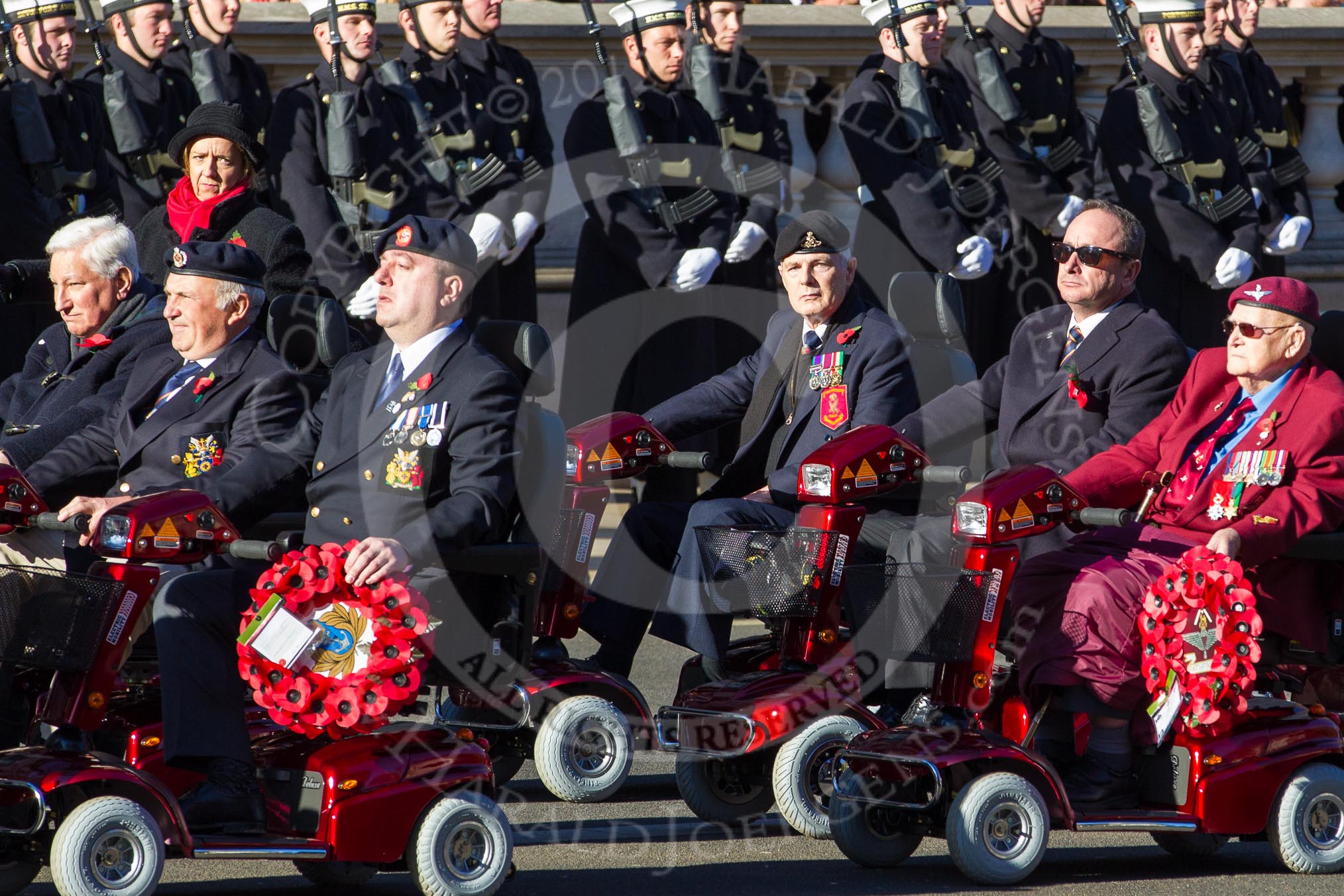 Remembrance Sunday 2012 Cenotaph March Past: Group E41 - British Limbless Ex-Service Men's Association and E42 - British Ex-Services Wheelchair Sports Association..
Whitehall, Cenotaph,
London SW1,

United Kingdom,
on 11 November 2012 at 11:43, image #311