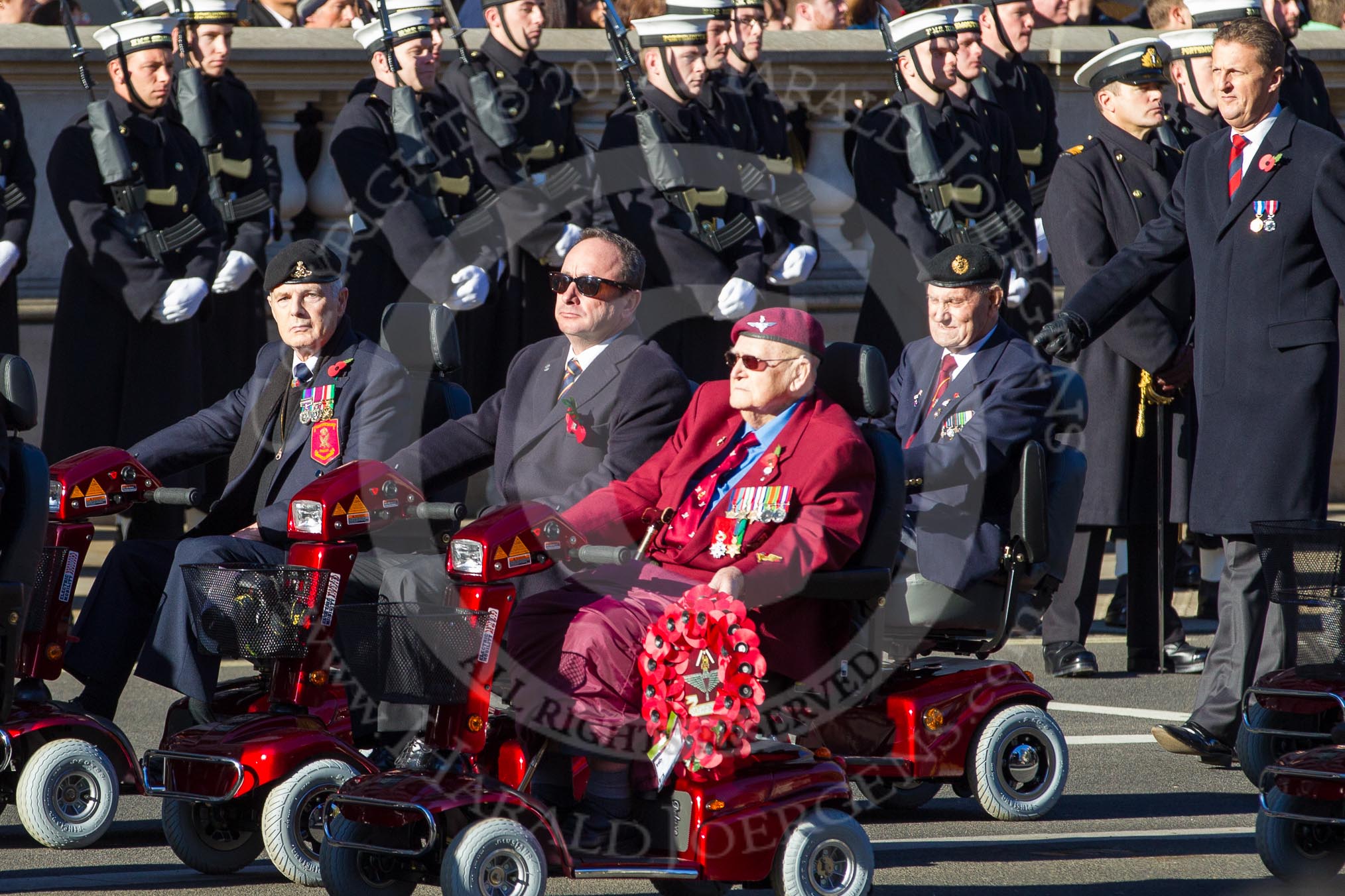Remembrance Sunday 2012 Cenotaph March Past: Group E41 - British Limbless Ex-Service Men's Association and E42 - British Ex-Services Wheelchair Sports Association..
Whitehall, Cenotaph,
London SW1,

United Kingdom,
on 11 November 2012 at 11:43, image #312
